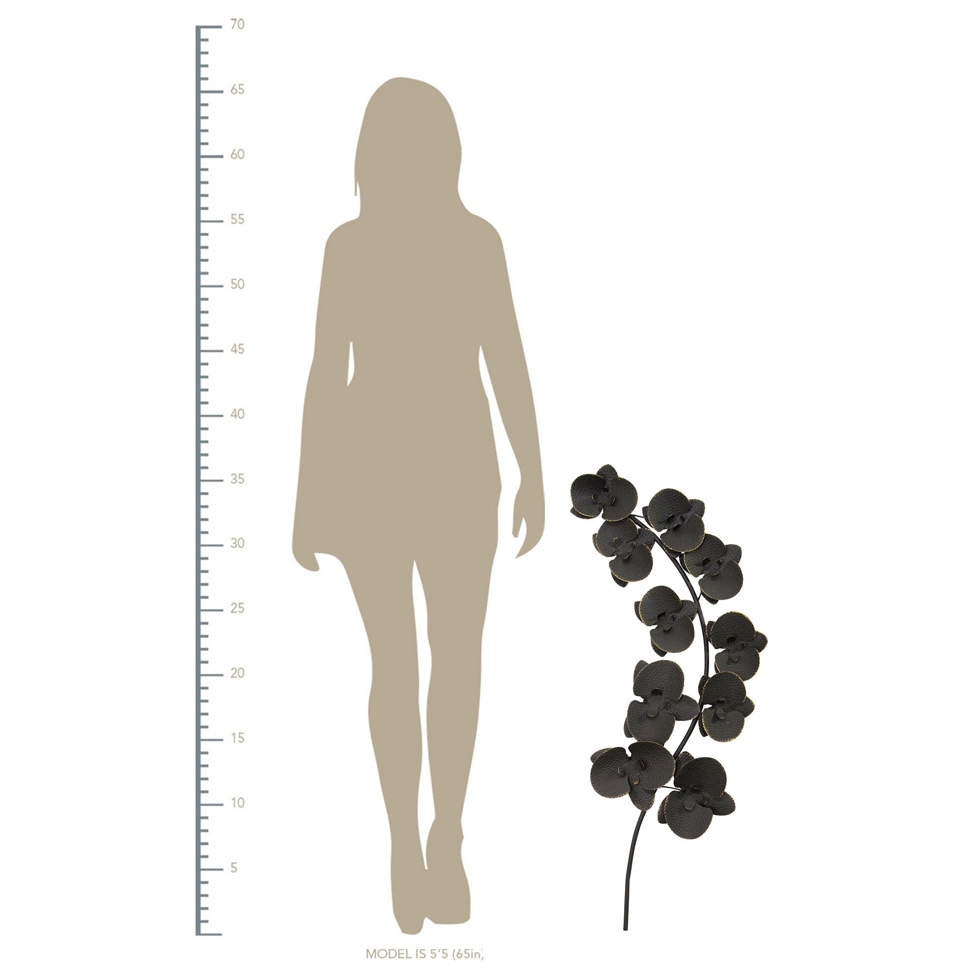 Matte Black & Gold Metal Orchids Wall Decor