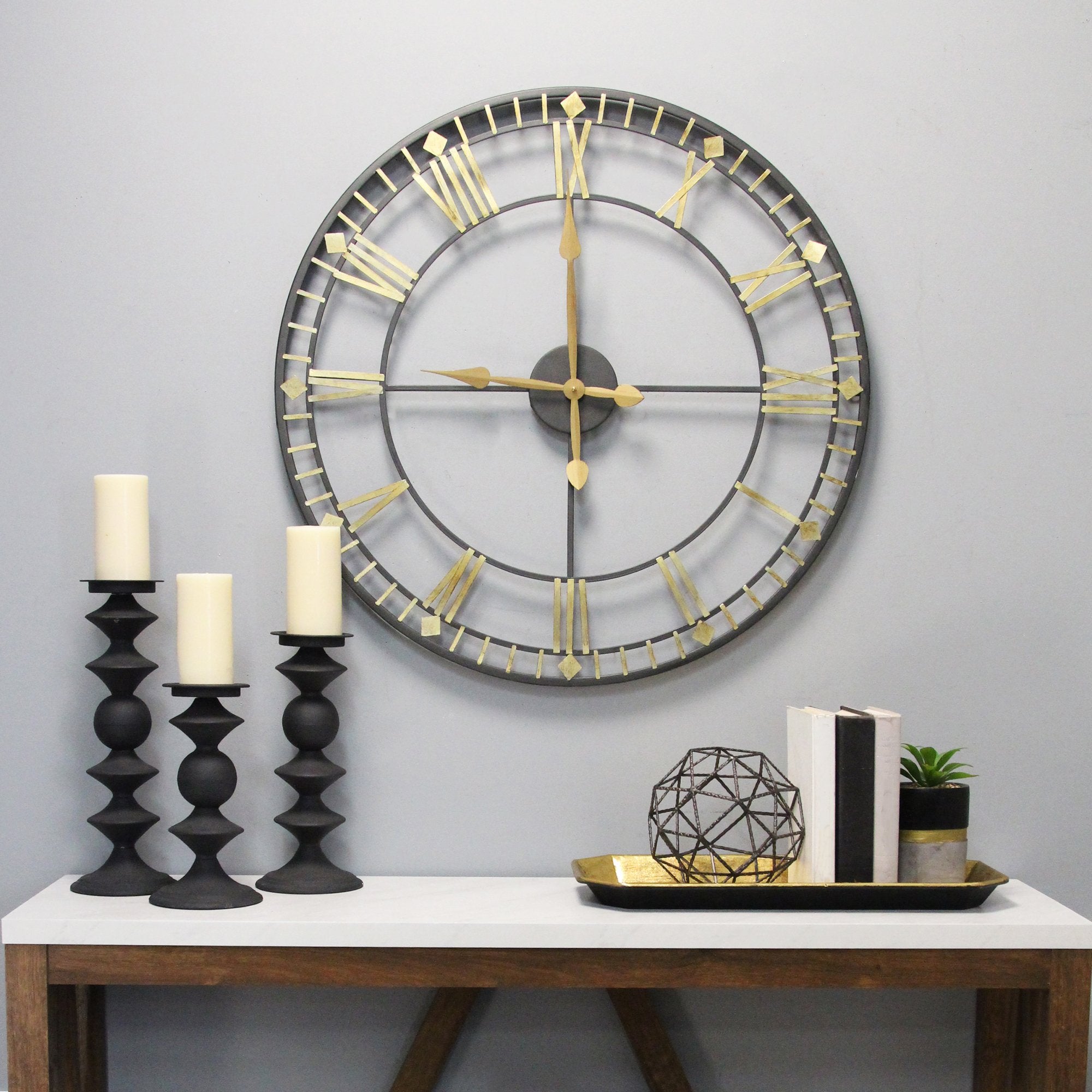 S/3 Modern Matte Black Metal Candlesticks