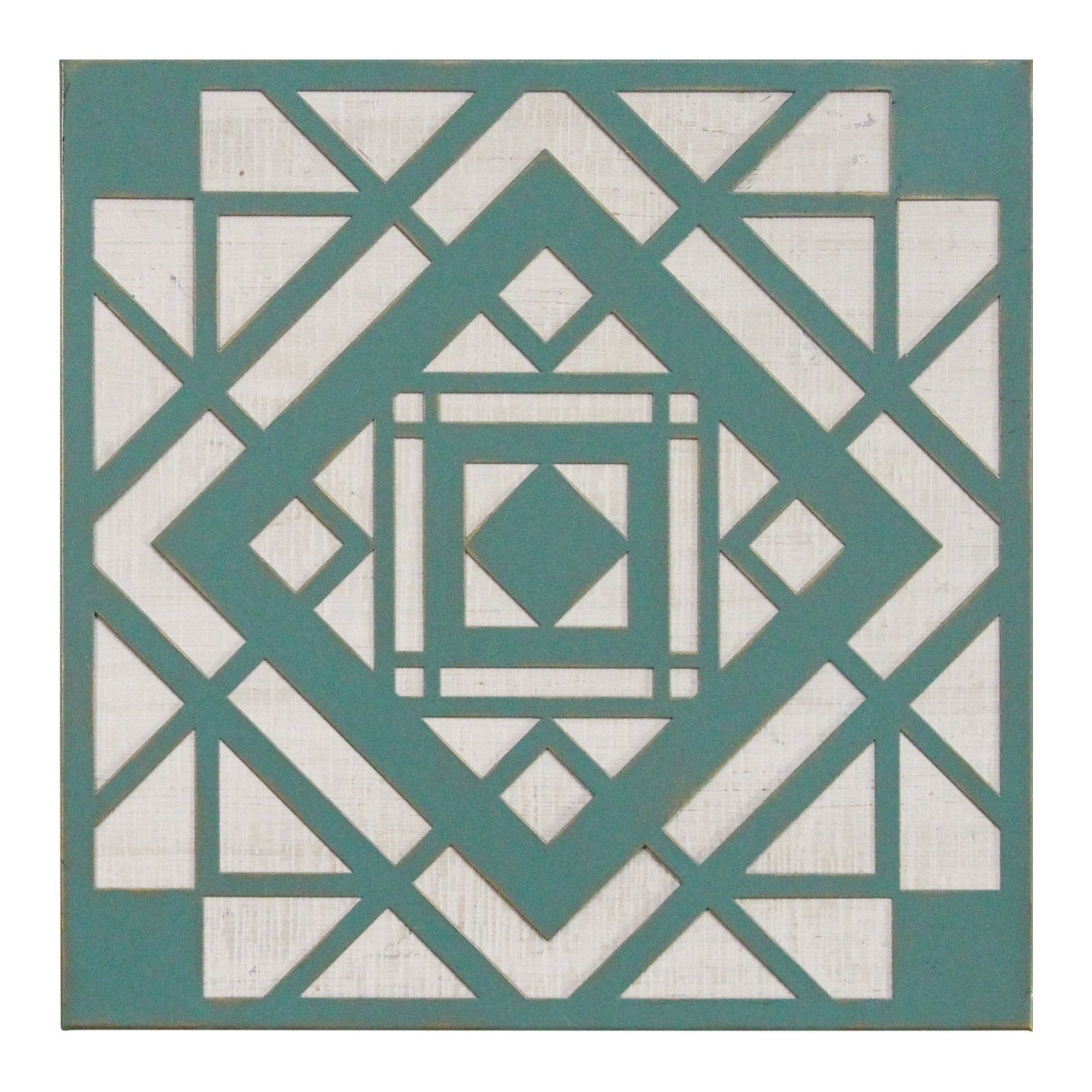 Green Aztec Metal and Wood Wall Decor