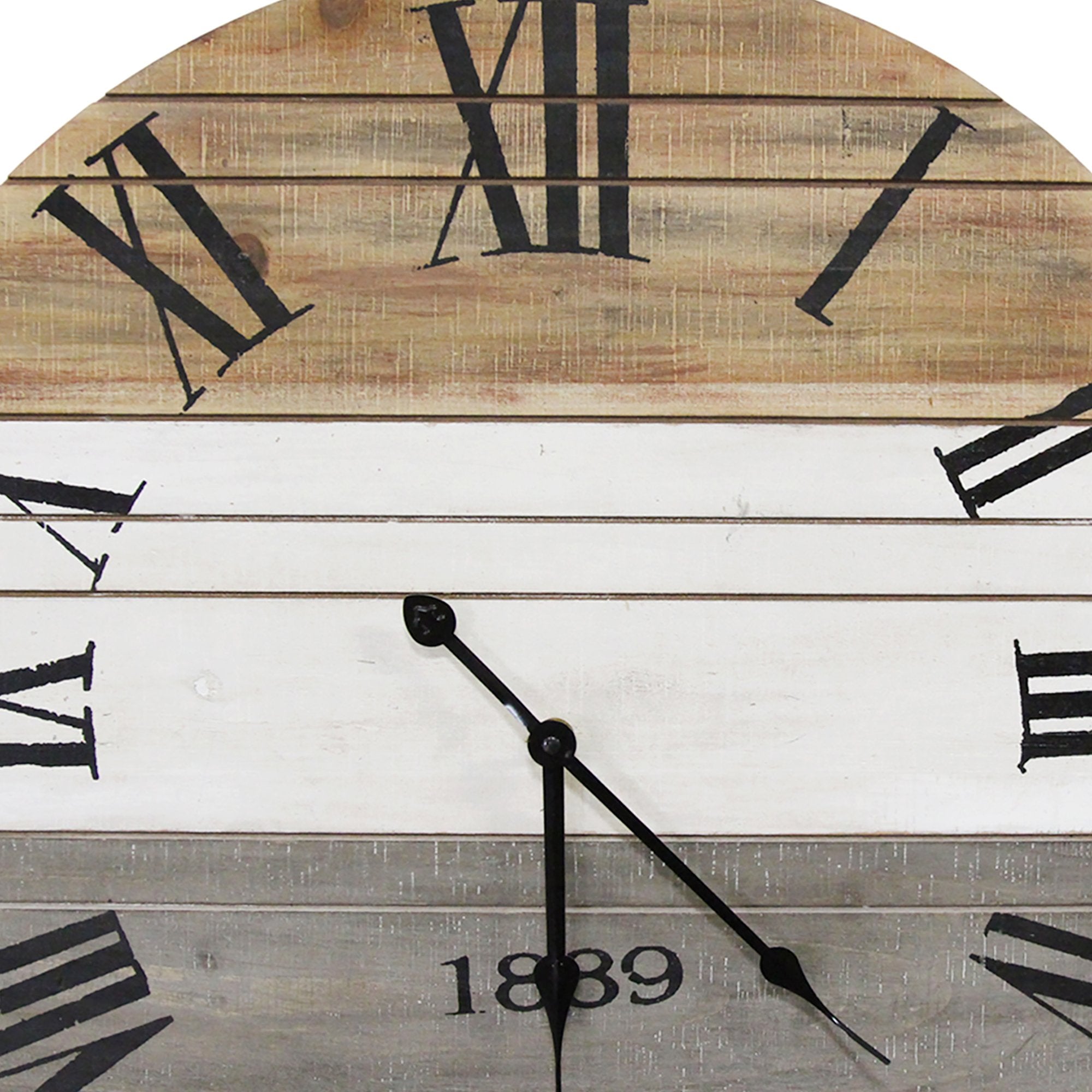 21" Round Distressed Wood-Grain Whitewash / Wall Clock