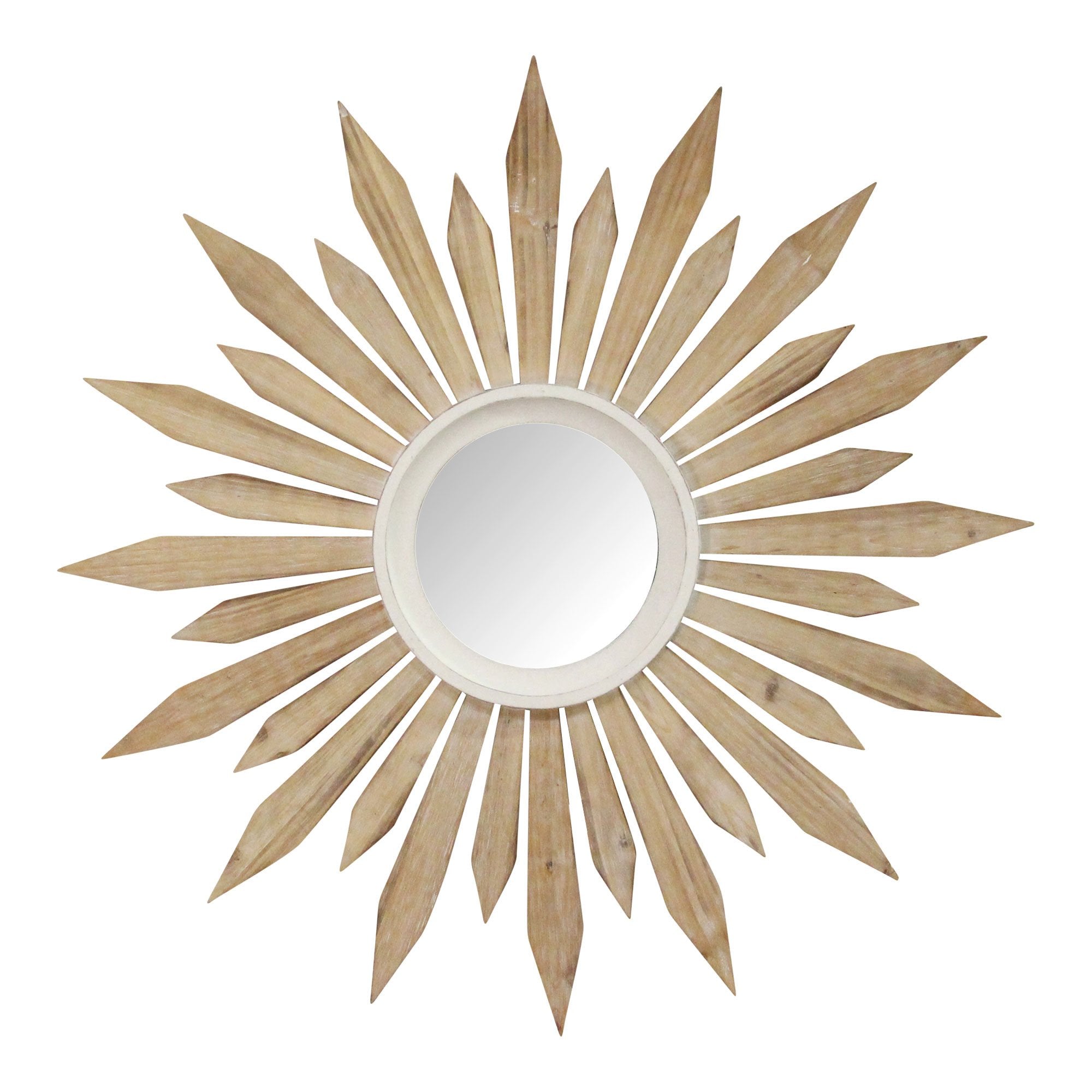 30" Wood Framed Ray of Sunshine Wall Mirror