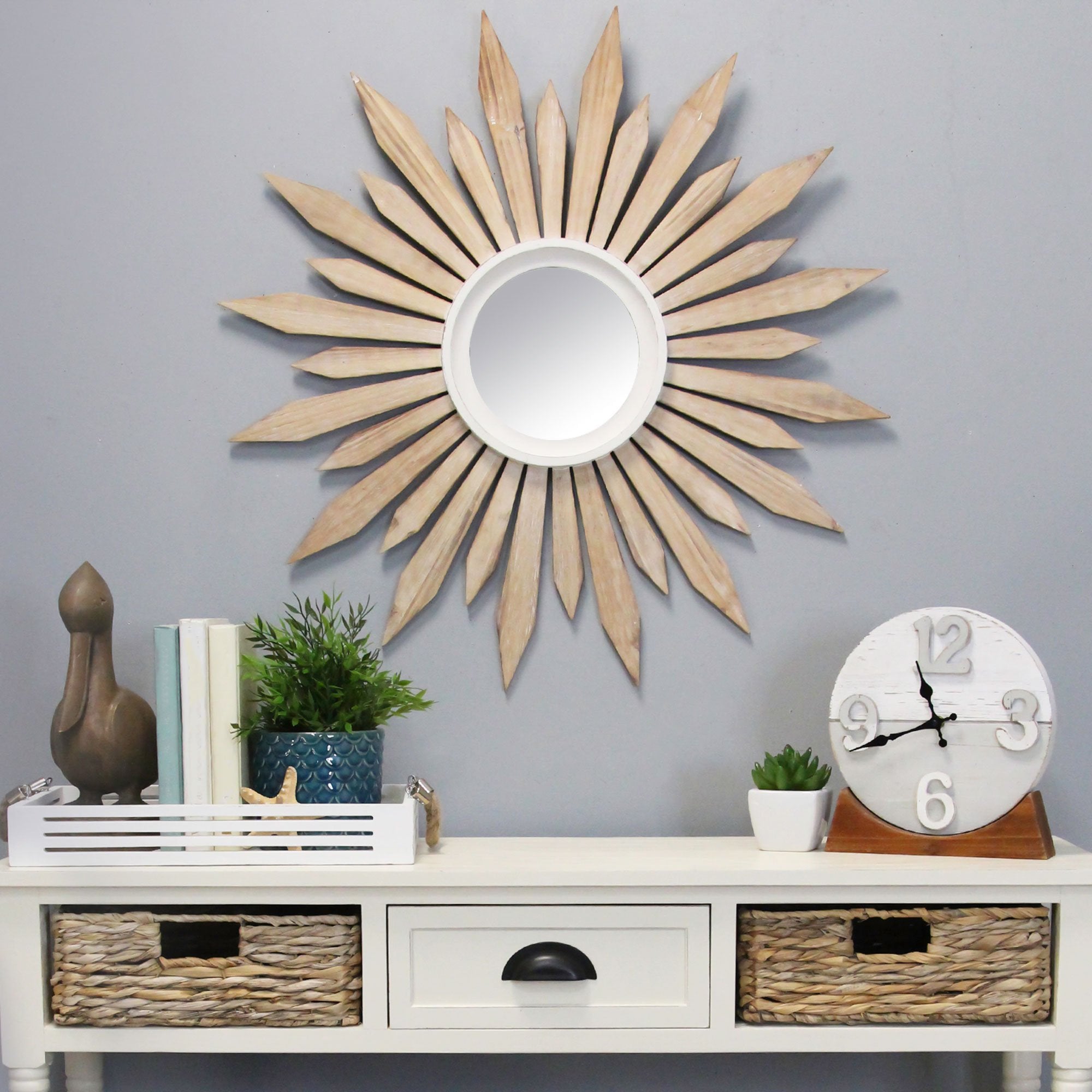 30" Wood Framed Ray of Sunshine Wall Mirror