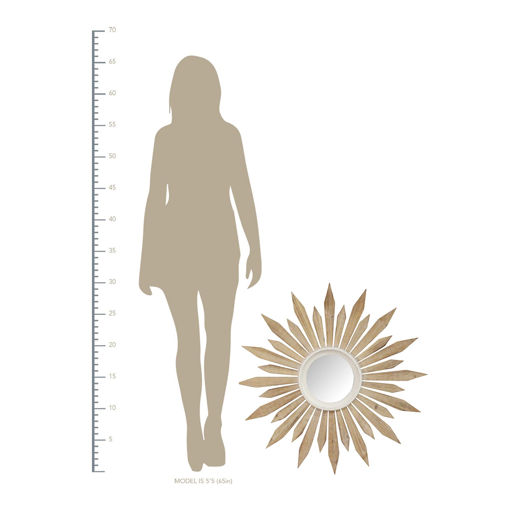 30" Wood Framed Ray of Sunshine Wall Mirror