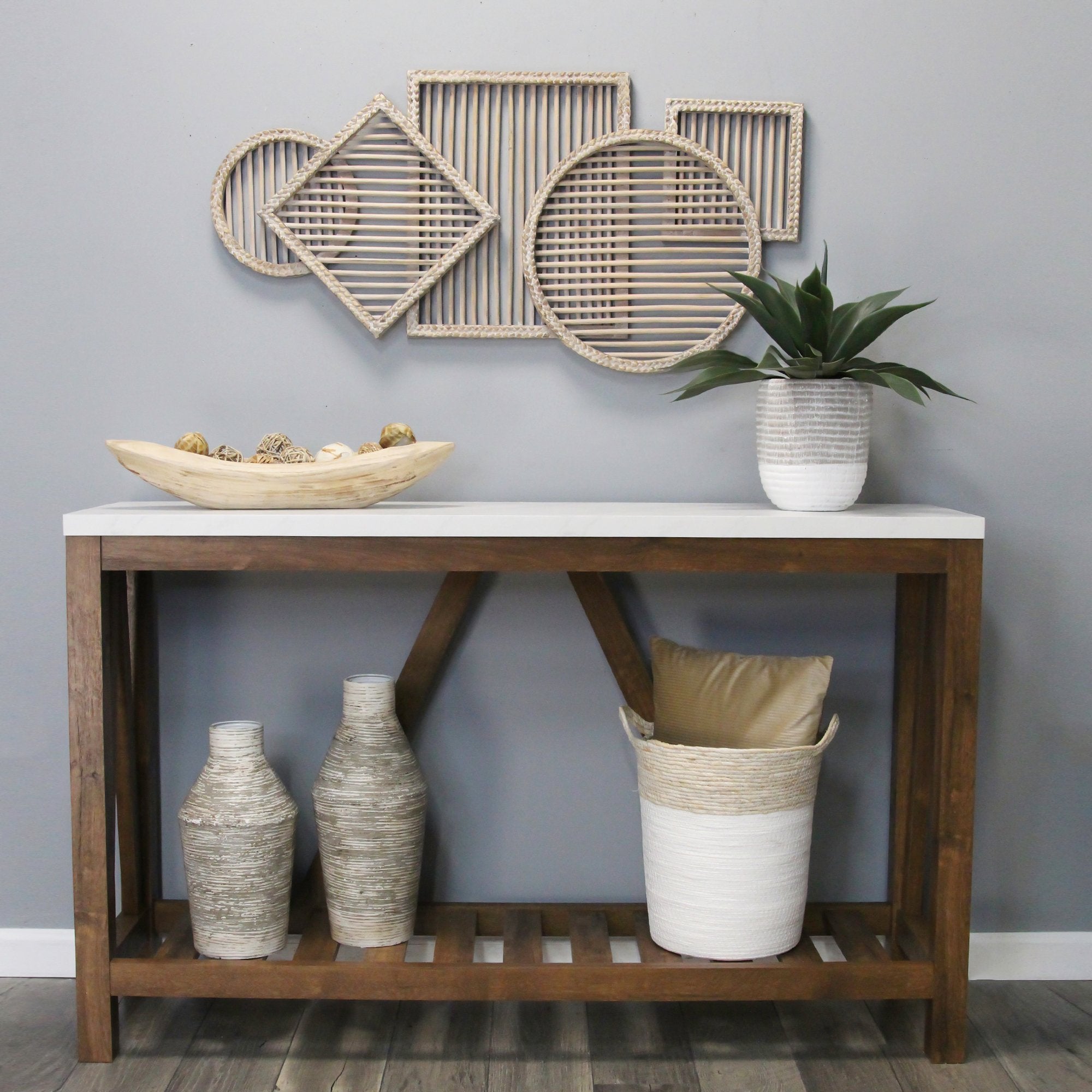 Geometric Whitewash Statement Wall Decor