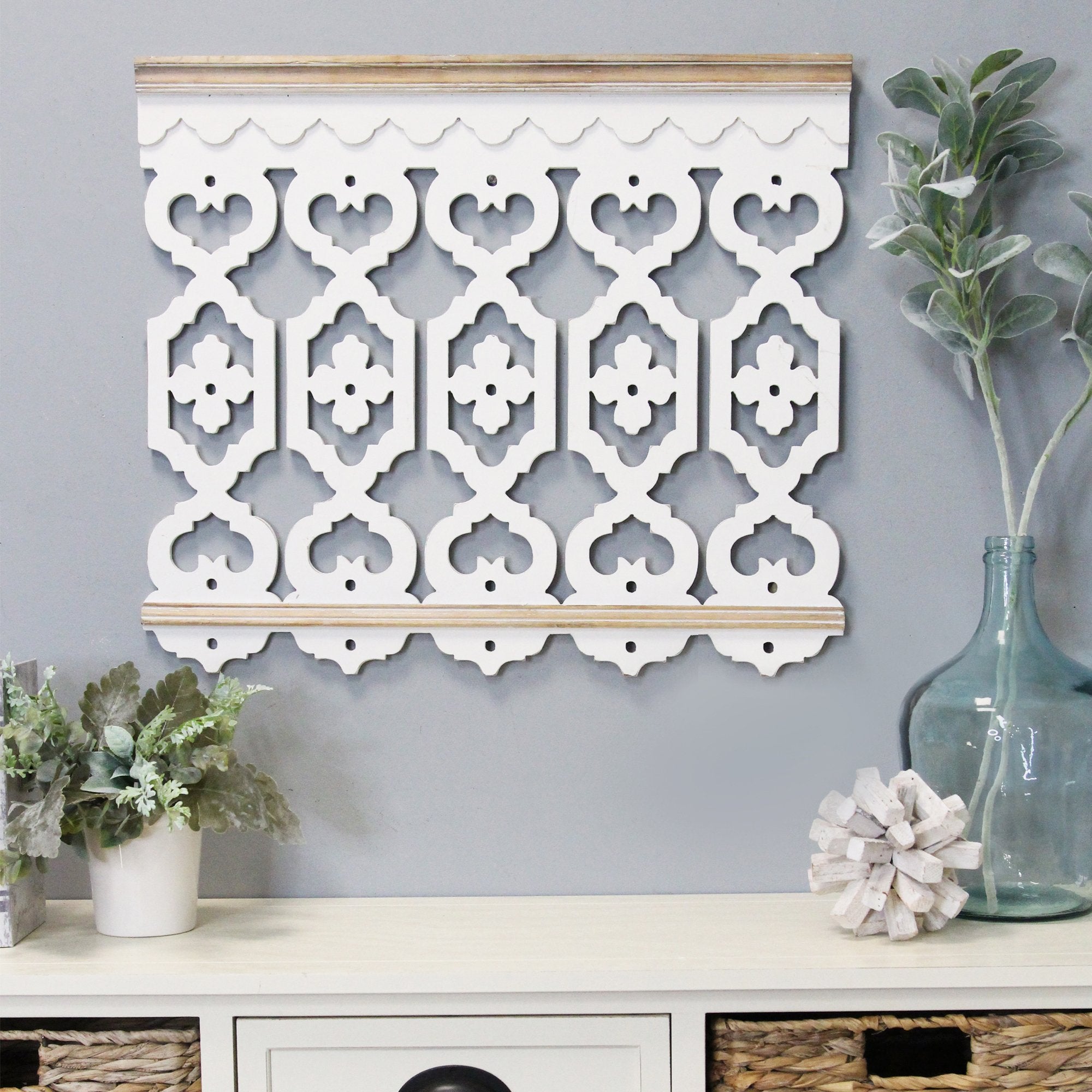 Vintage Look Two Tone Geometric Wood Wall Art