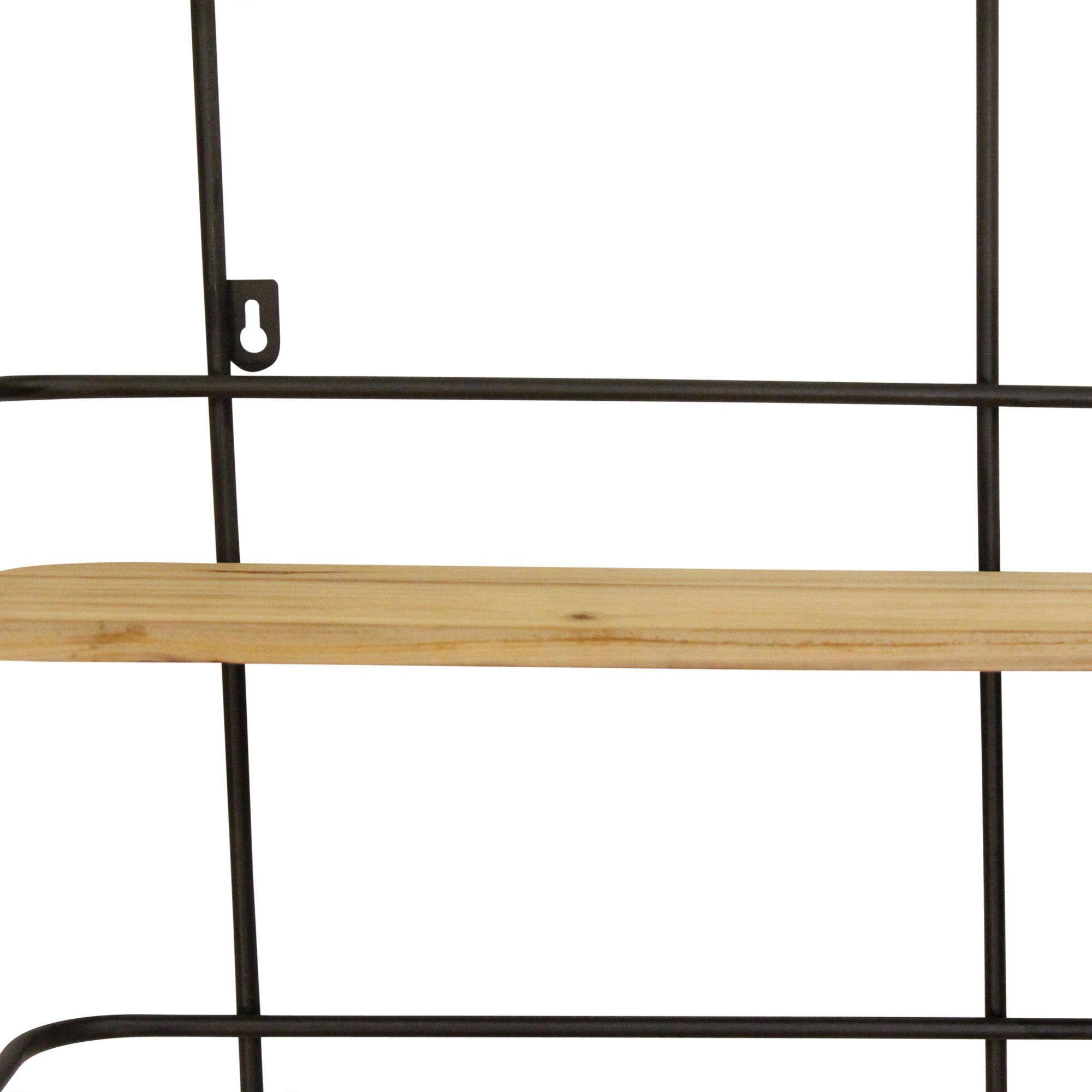 S 2 Farmhouse Wood Shelves with Black Metal Frame