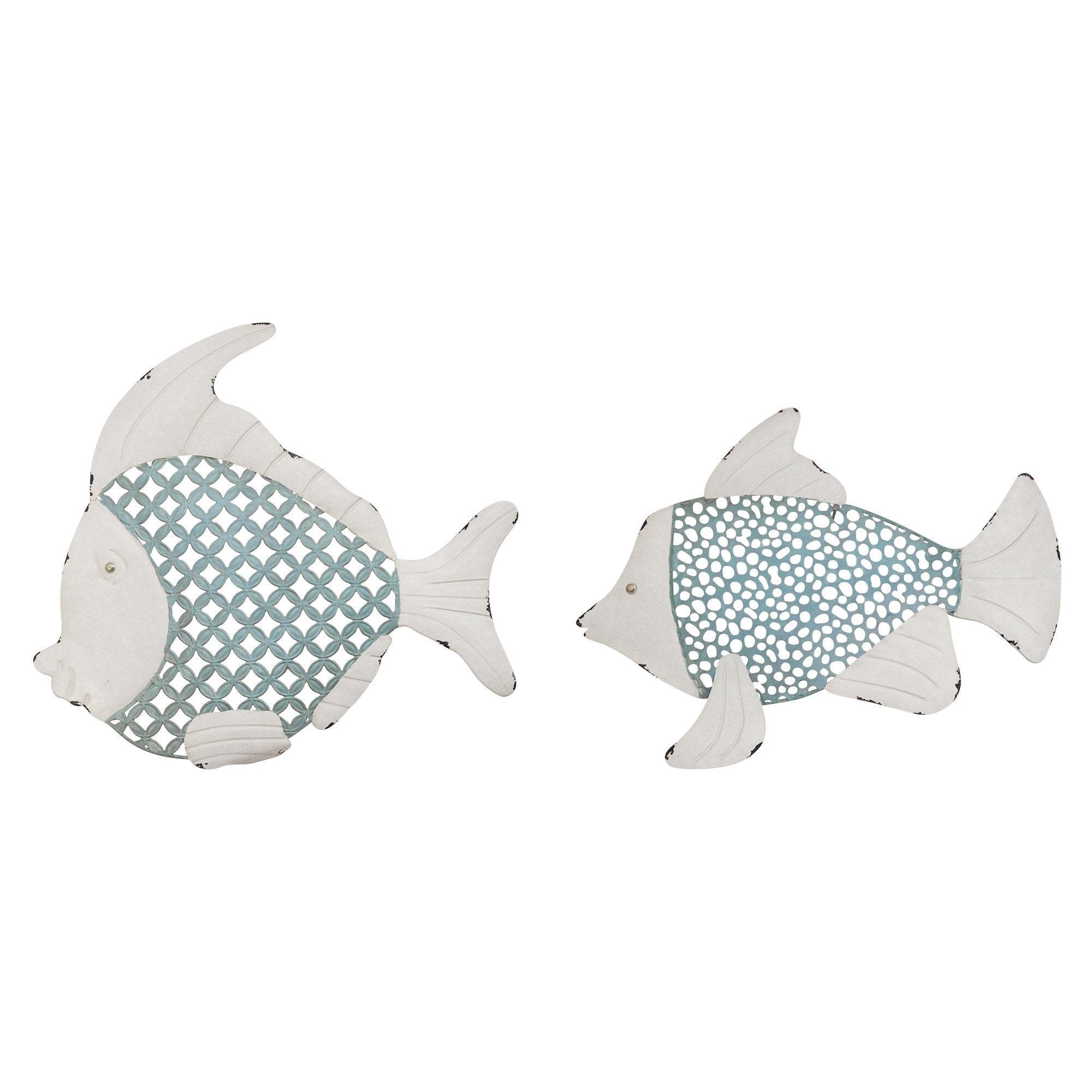 S/2 Tropical Two-Tone Metal Fish Wall Decor