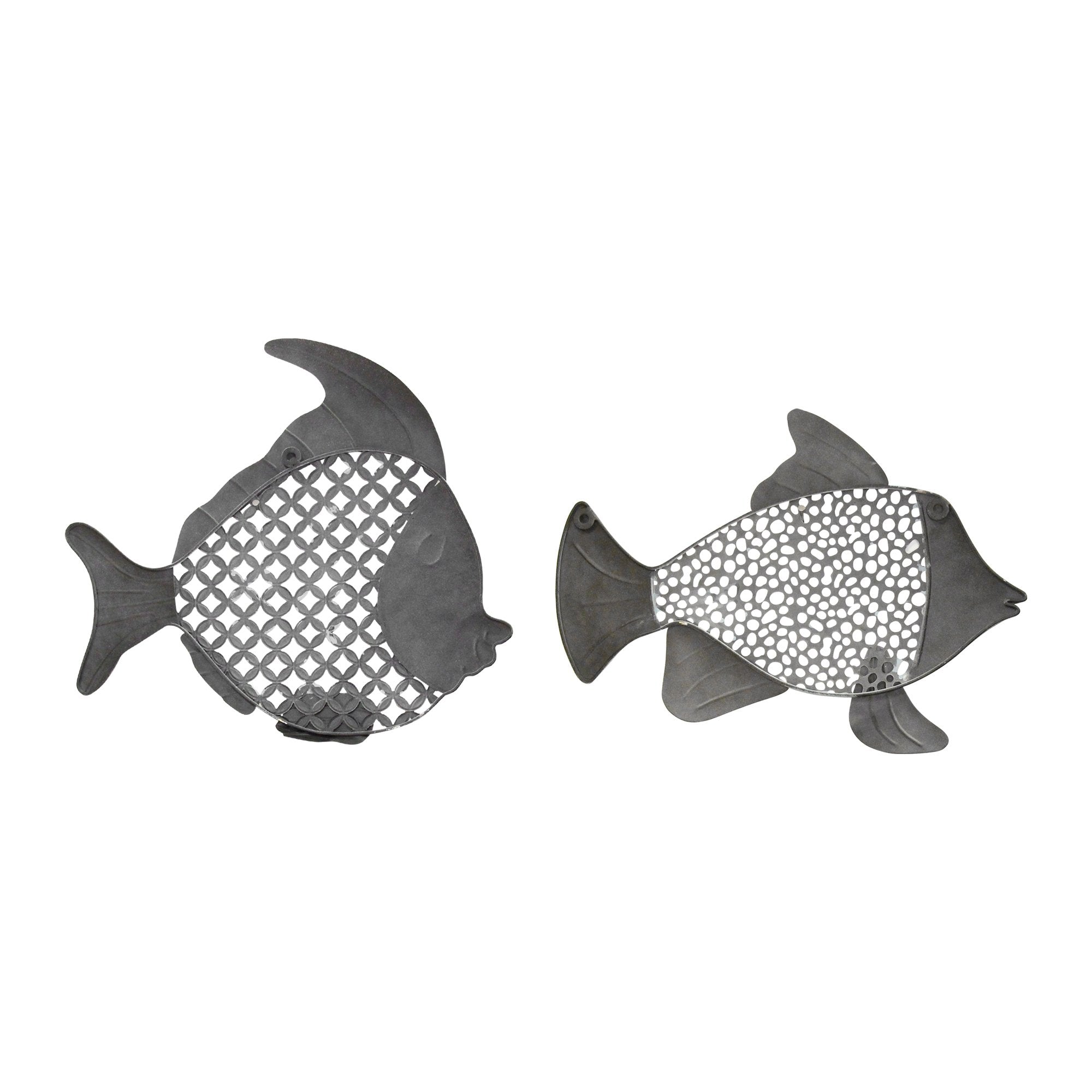 S/2 Tropical Two-Tone Metal Fish Wall Decor