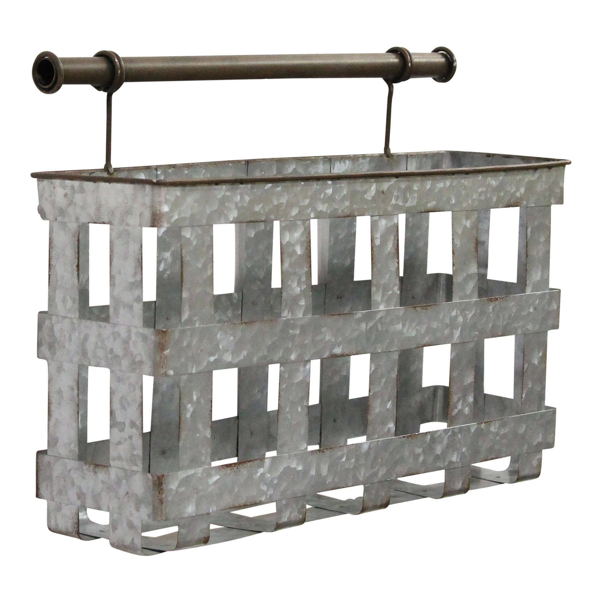 Galvanized Handcrafted Metal Wall Hanging Basket