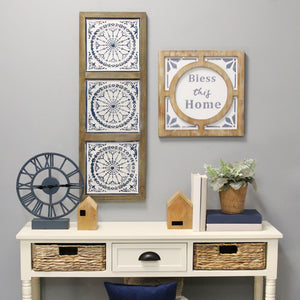 "Bless This Home" Metal & Wood Framed Wall Art