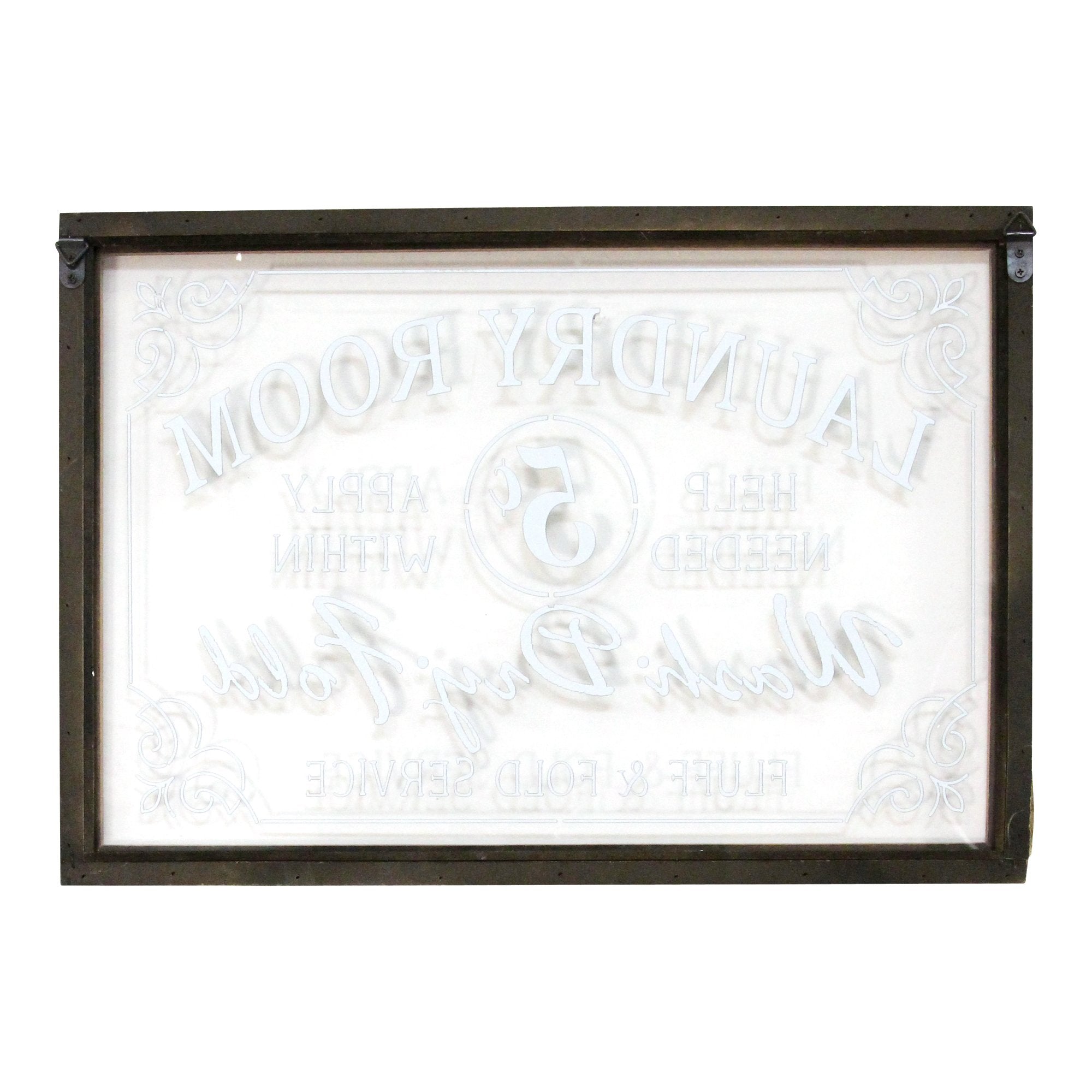 Vintage Style Laundry Room Glass and Wood Framed Wall Art