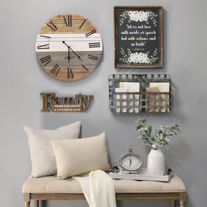 "Family Where Life Begins" Natural Wooden Wall Decor
