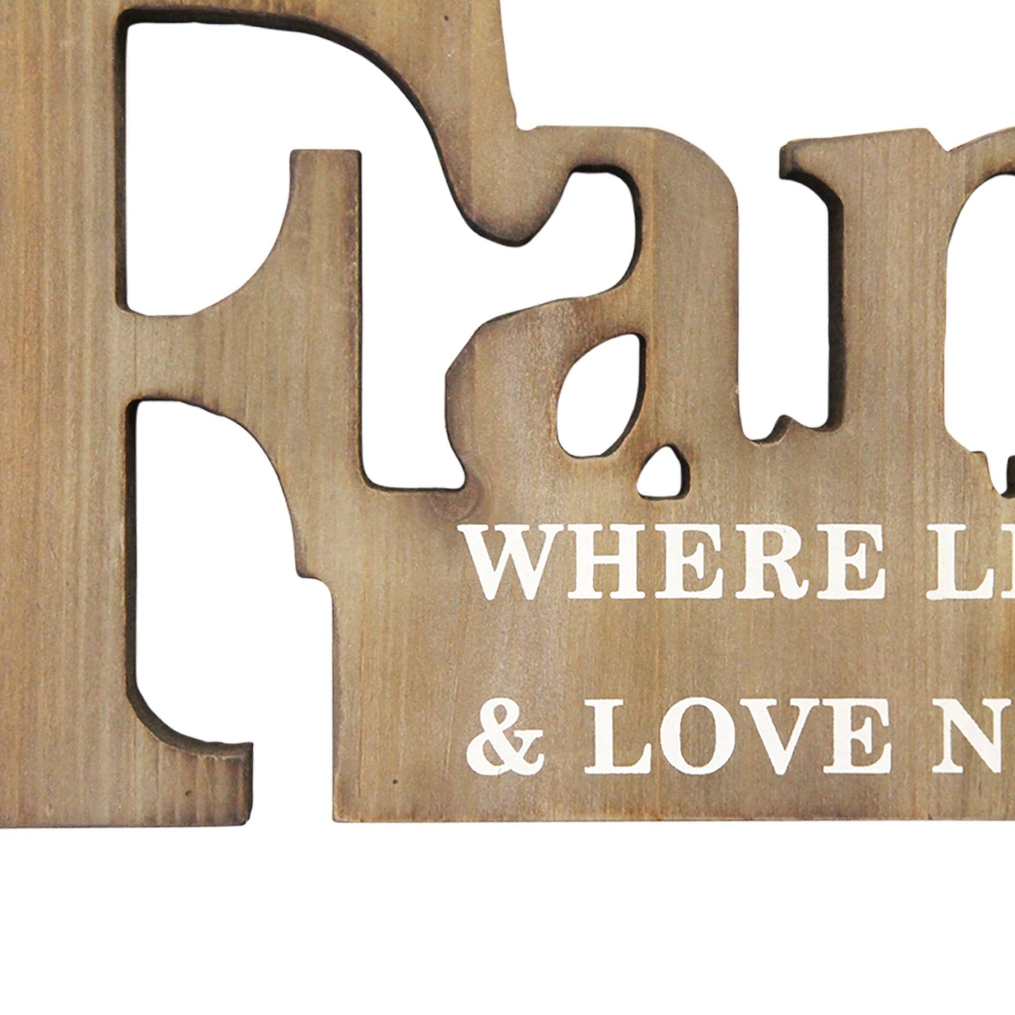 "Family Where Life Begins" Natural Wooden Wall Decor
