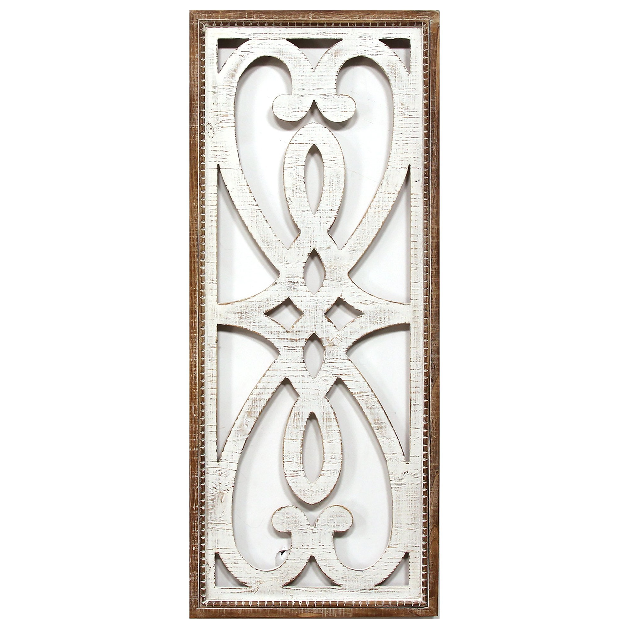 Distressed Heart and Fleur de Lis Wood Panel Wall Decor