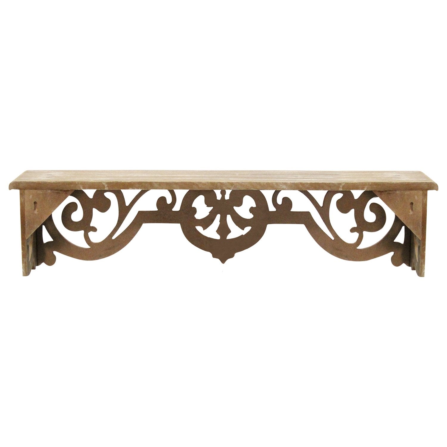 Distressed Vintage Wood Scroll Wall Shelf