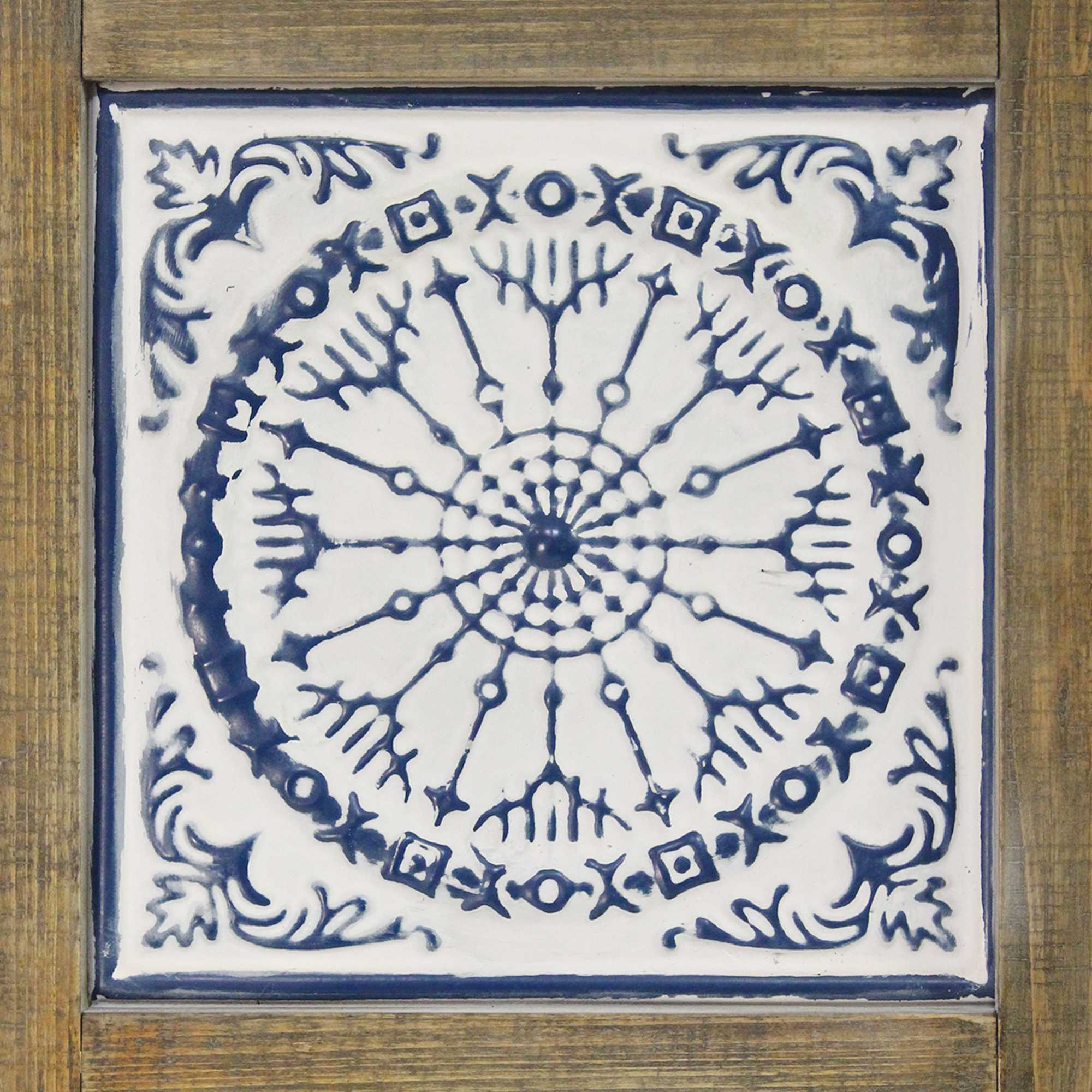 Distressed Mykonos Medallion Metal and Wood Wall Decor