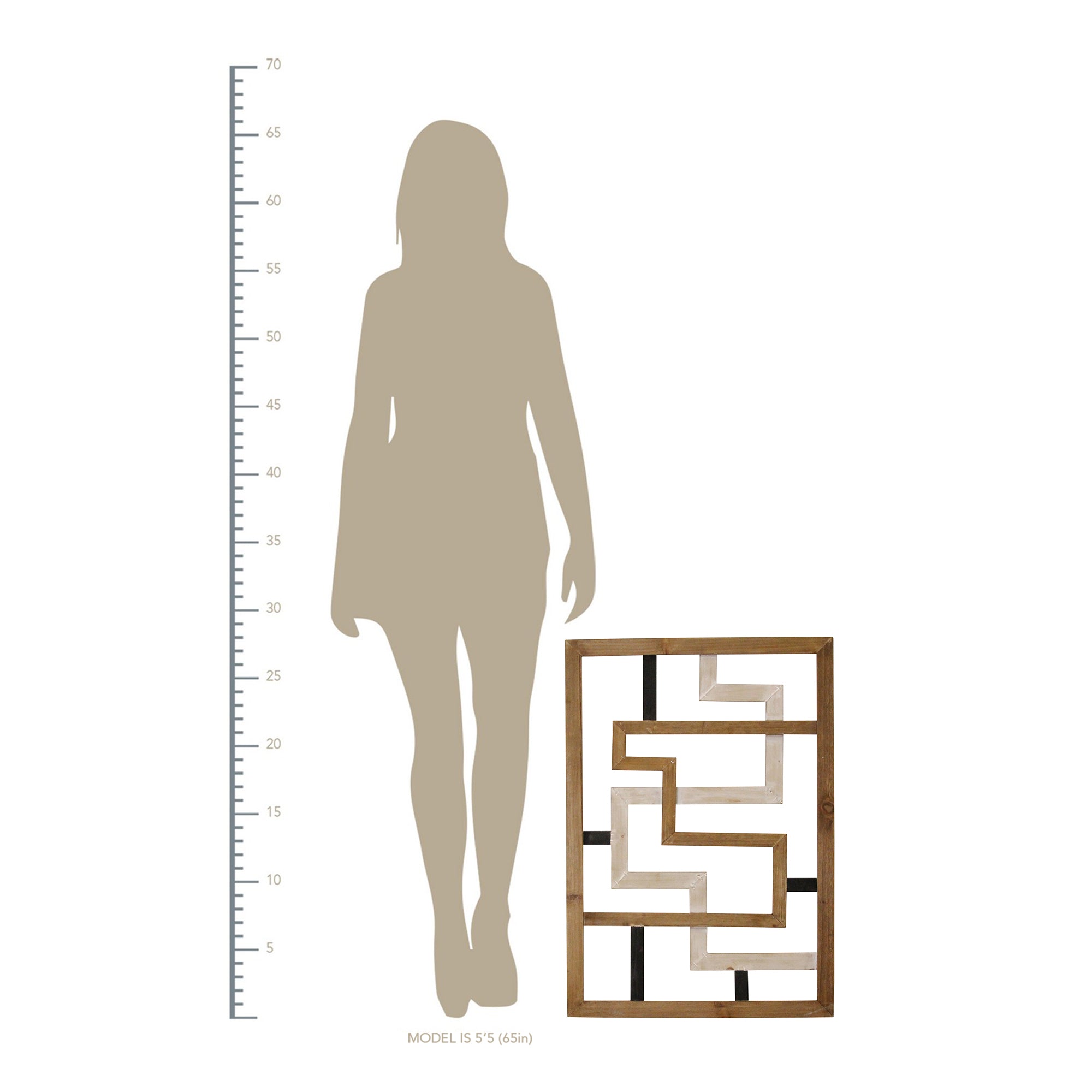 Modern Maze Natural White and Black Wood Panel Wall Art