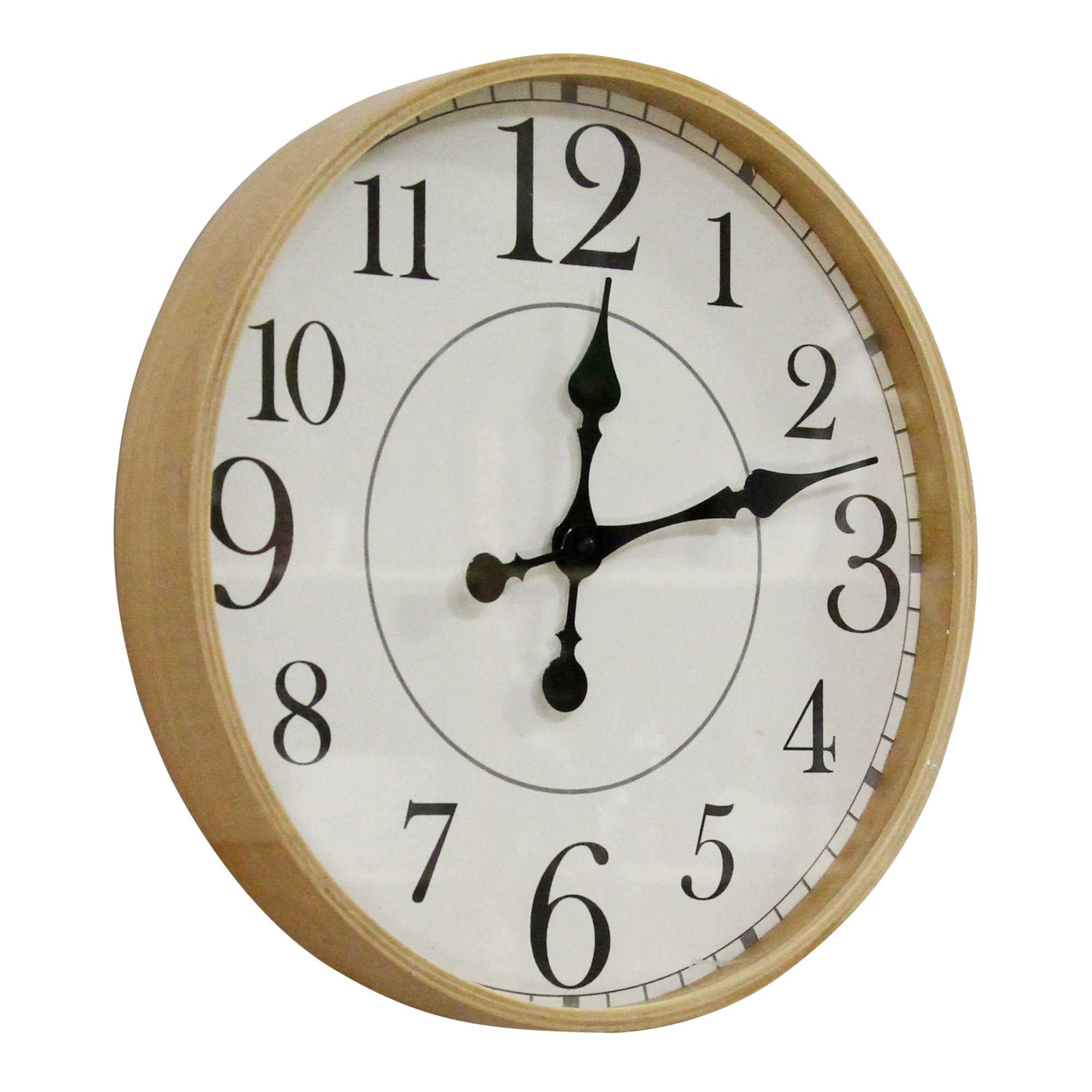 14" Maple Finish Wood Frame Wall Clock