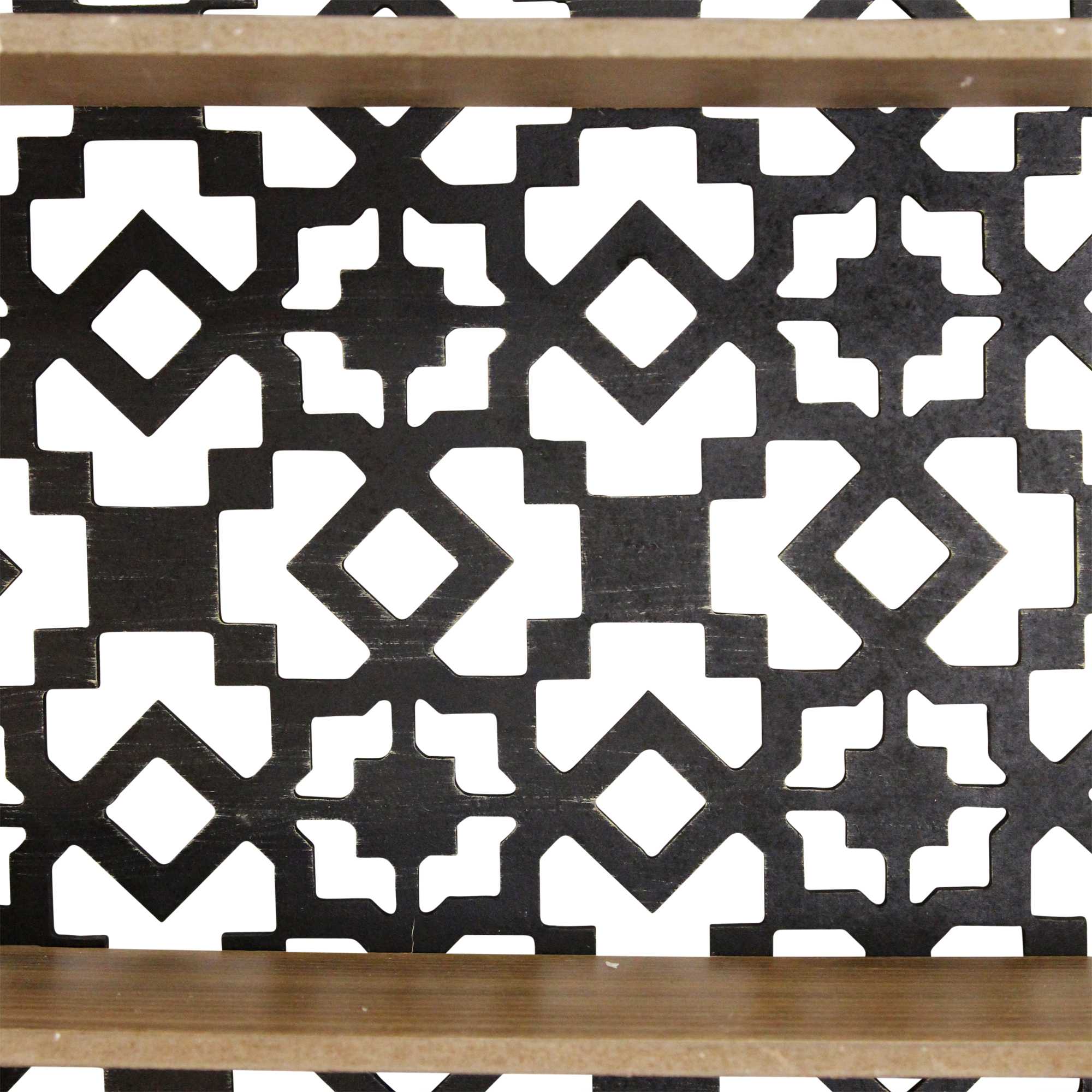 Black Boho Metal & Wood Framed Shelf