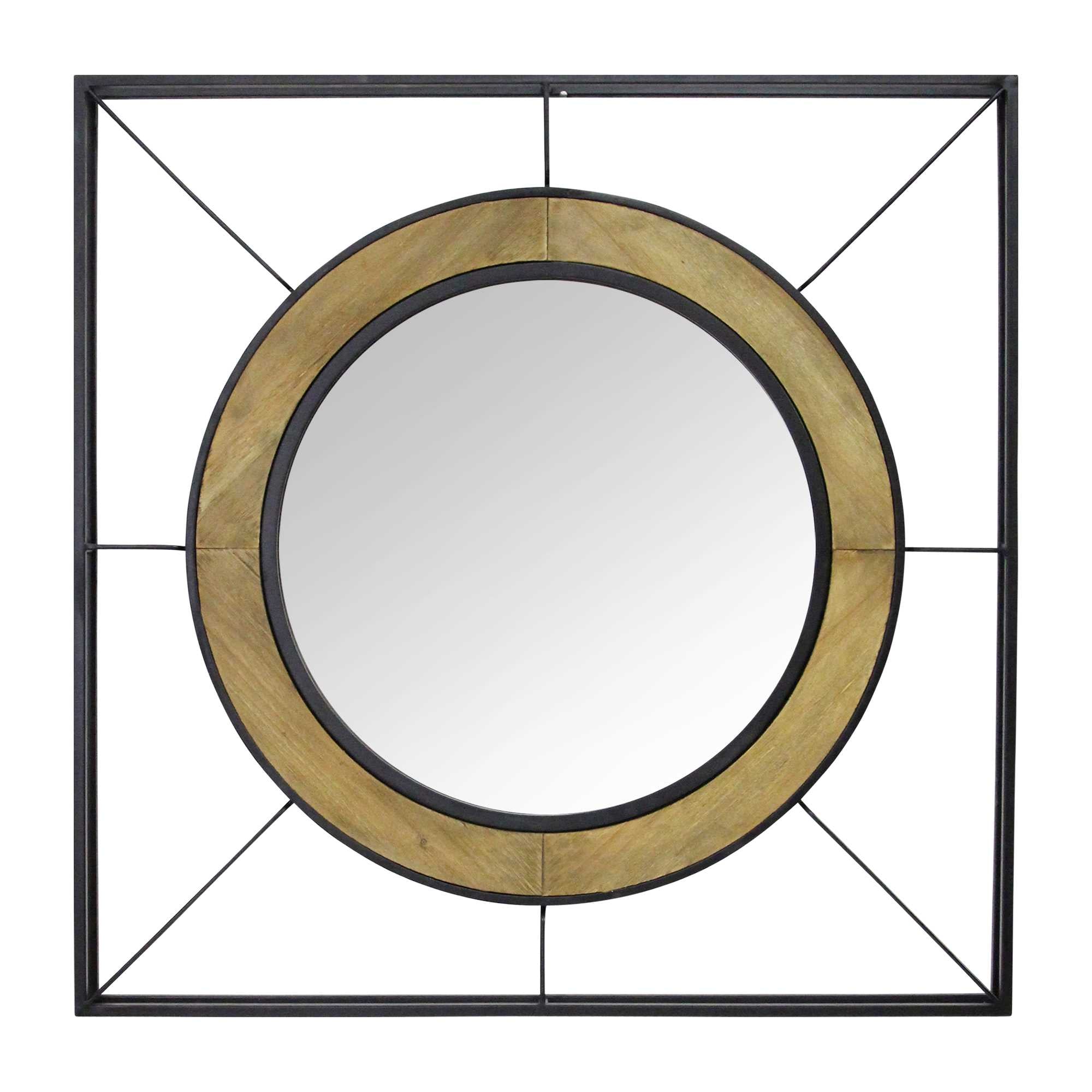 30" Modern Farmhouse Wood and Metal Wall Mirror