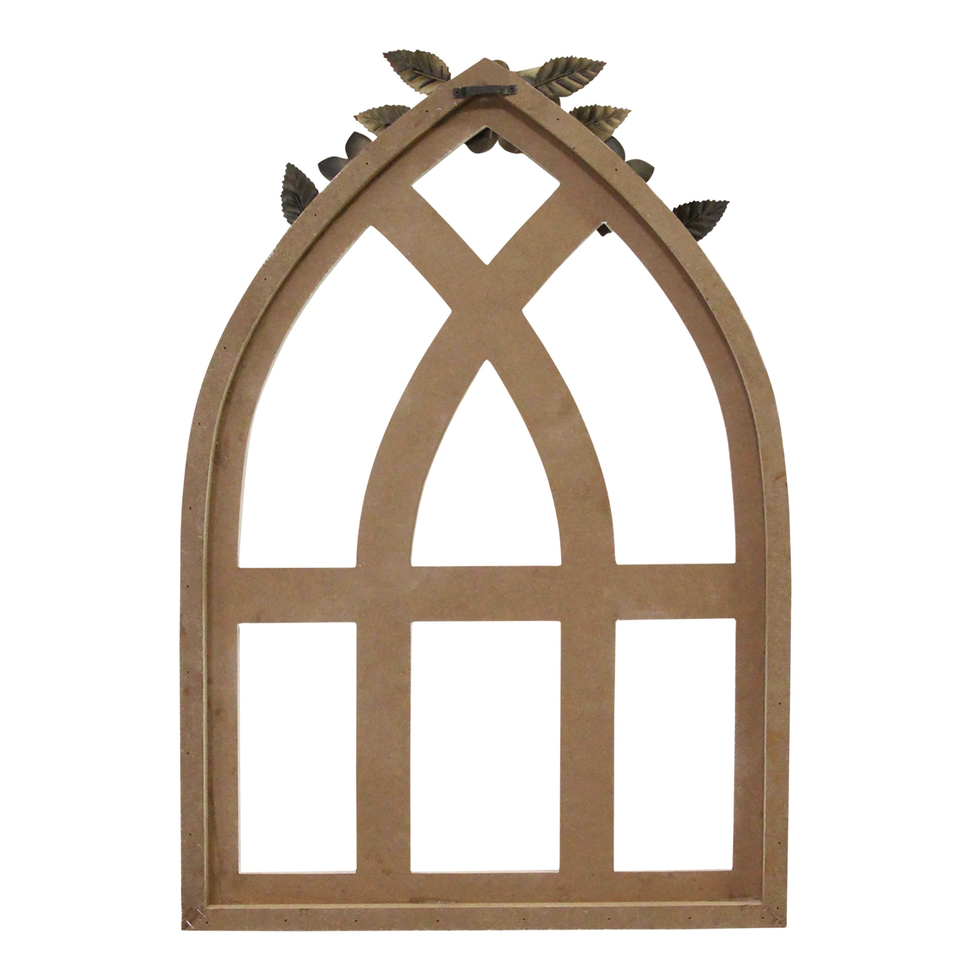 Distressed White Arch w/ Metal Flowers Wall Decor