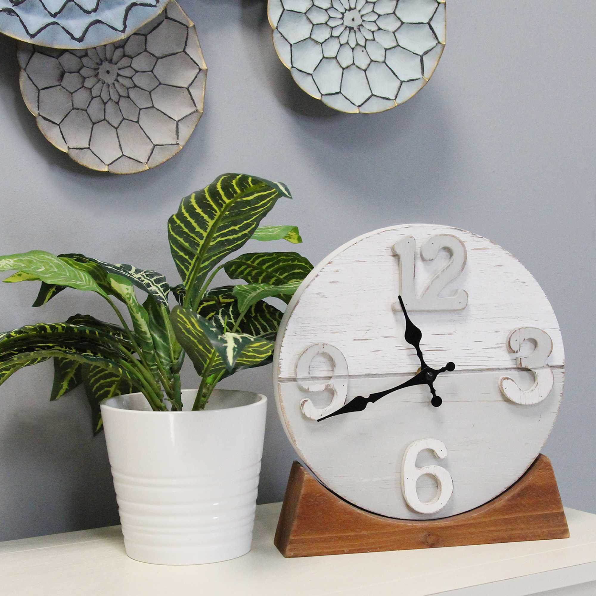 Coastal Two-Tone Wood Table Clock