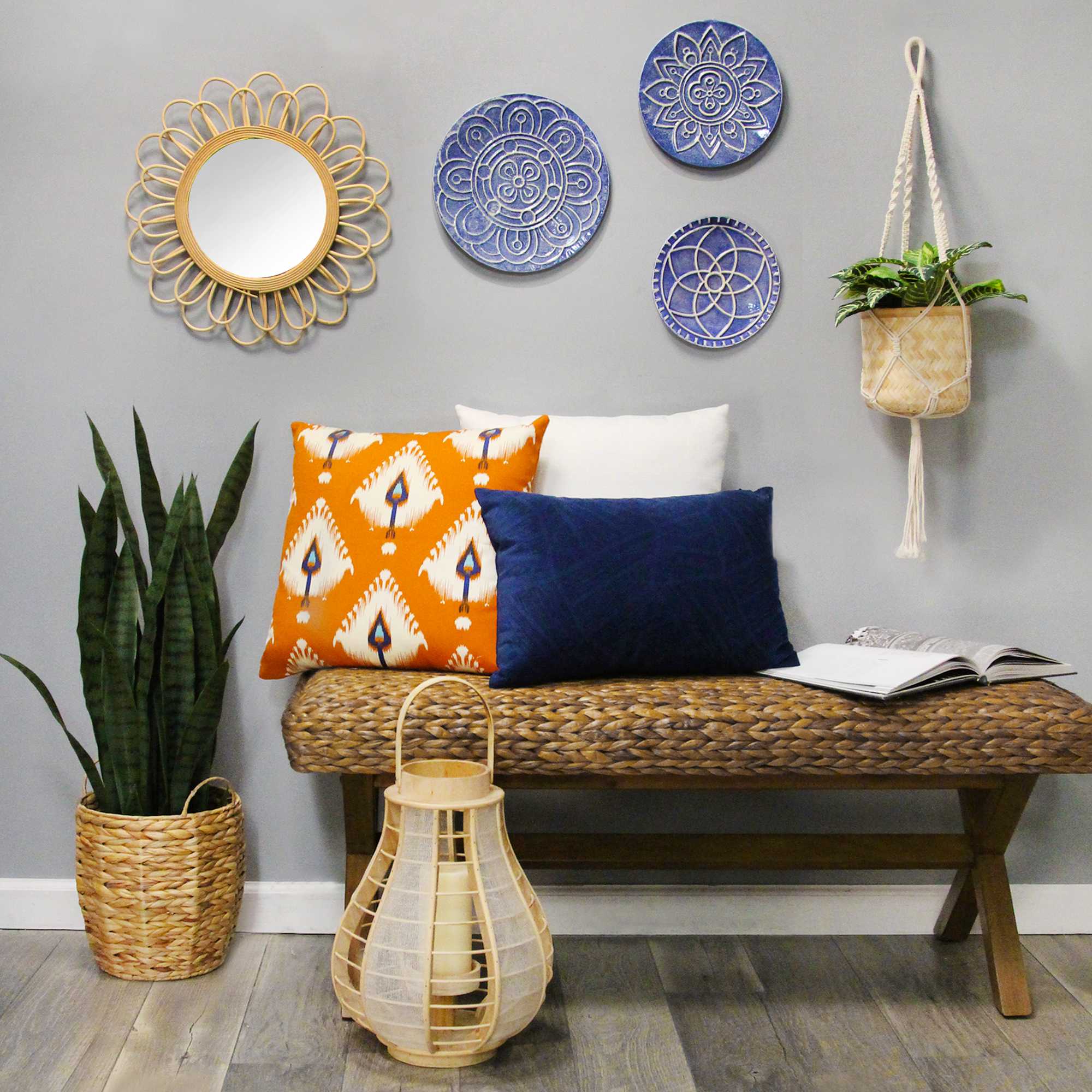 Bamboo and Wood Burlap Mesh Lantern