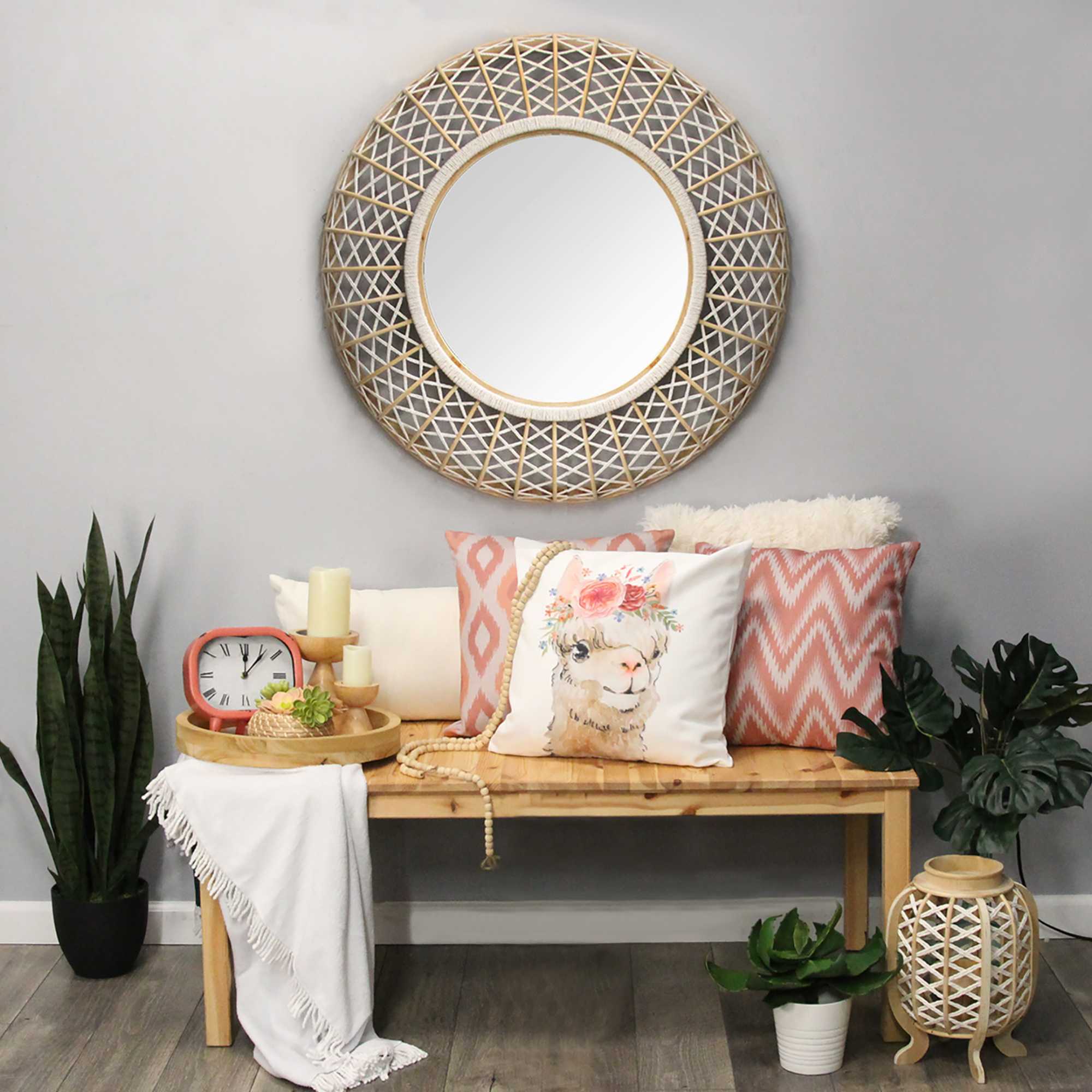 Carribean Style Bamboo and Wood Jute Lantern