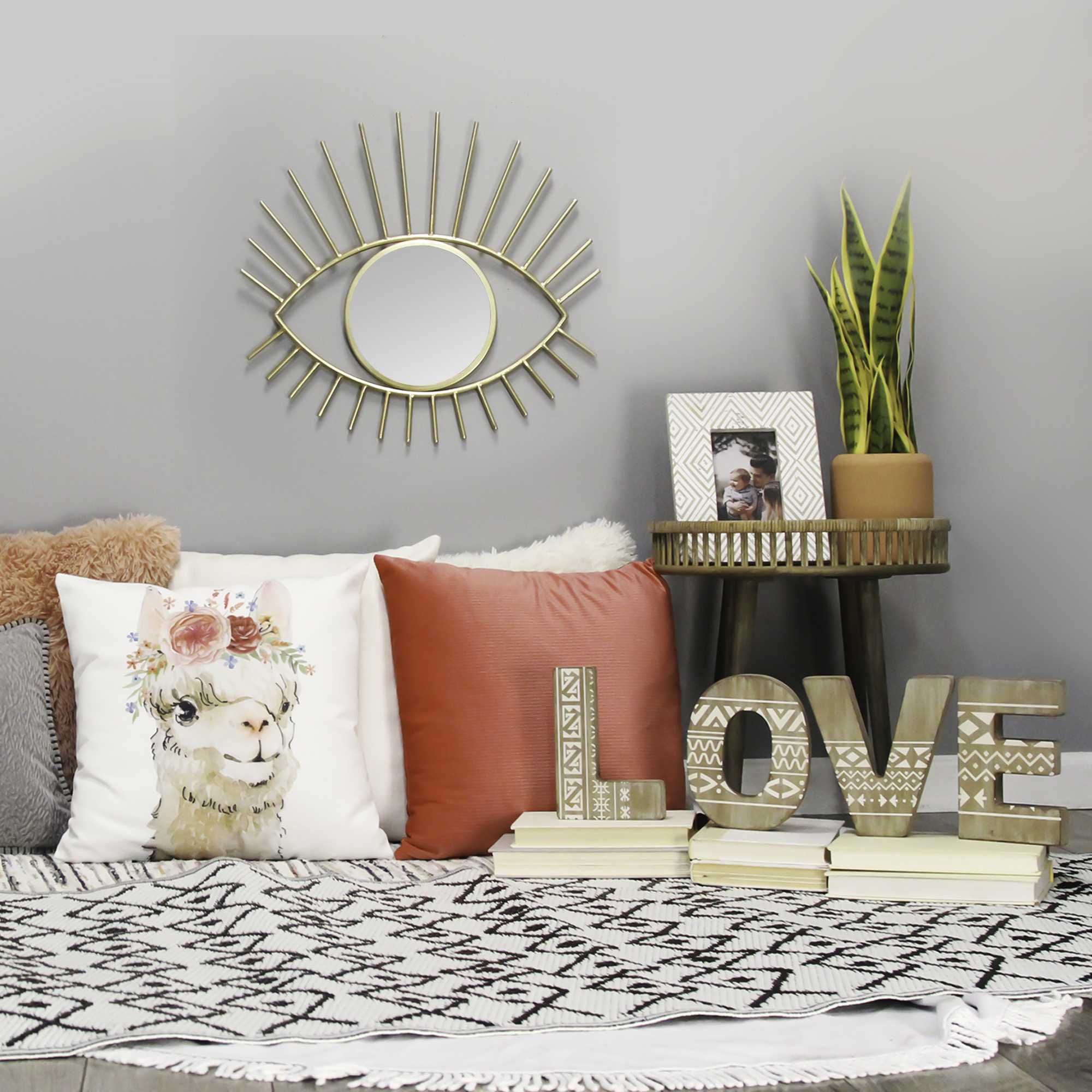 Distressed Rattan Brown Bamboo & Wood / Side Table