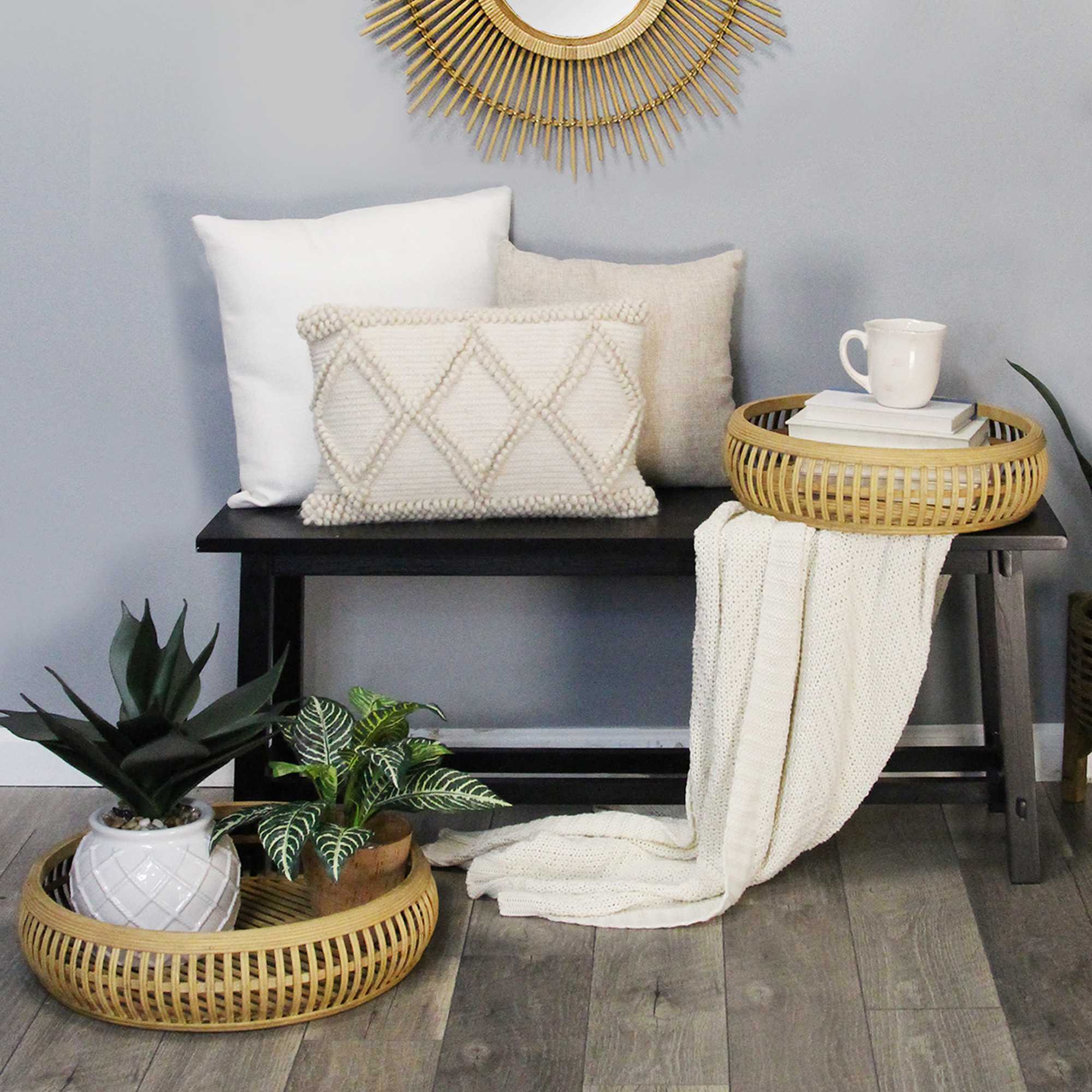 S/2 Handcrafted Tulum Rattan Trays