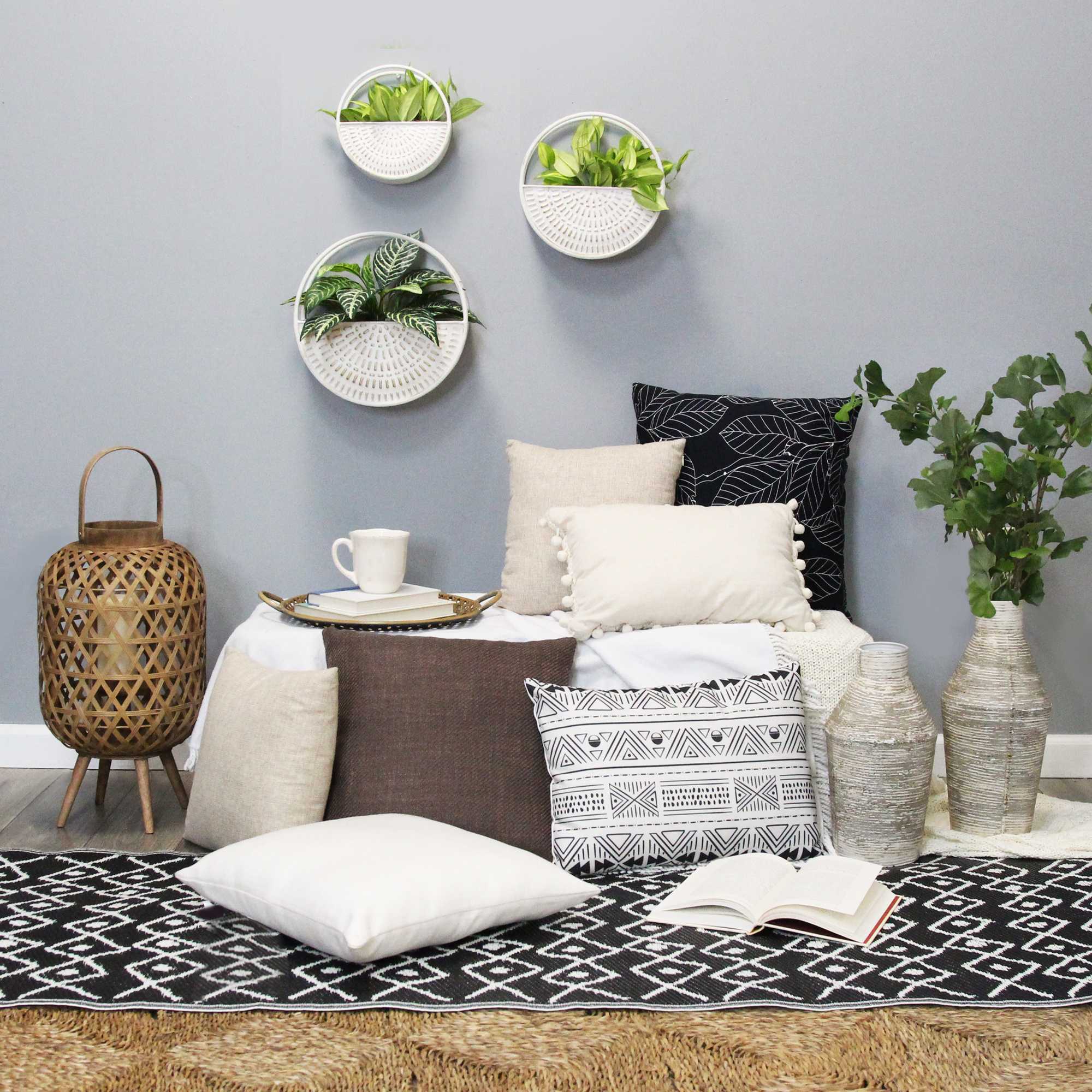 Coastal Bamboo and Wood Lantern Stand