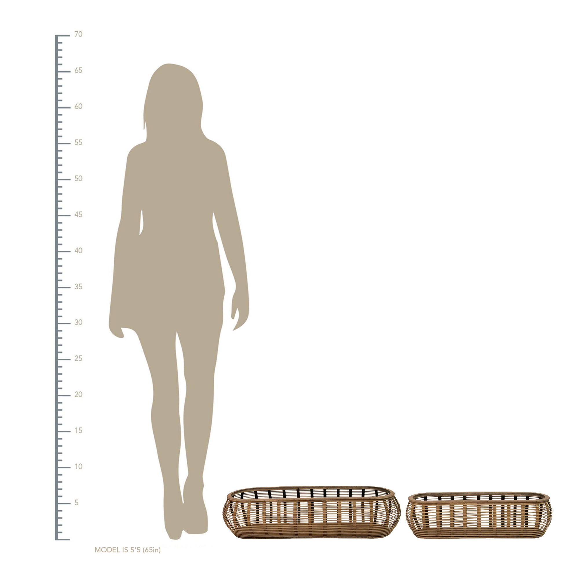 S/2 Carribean style Bamboo & Wood Baskets