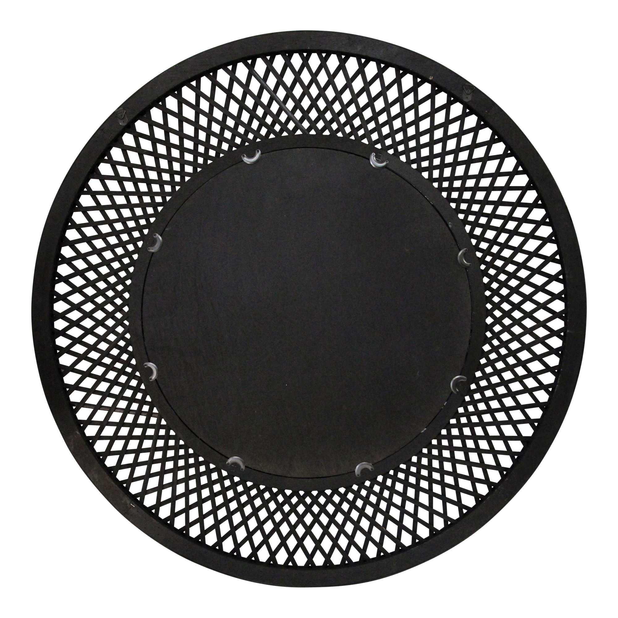 38" Andi Black Woven Rattan Mirror