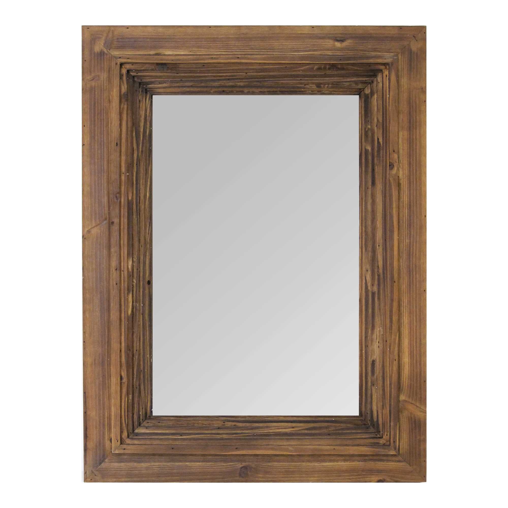 31.5" Layered Cherry Wood Framed Mirror