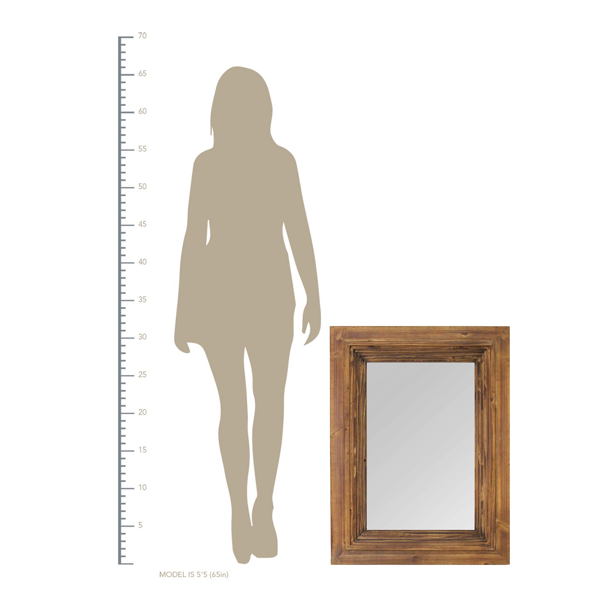 31.5" Layered Cherry Wood Framed Mirror