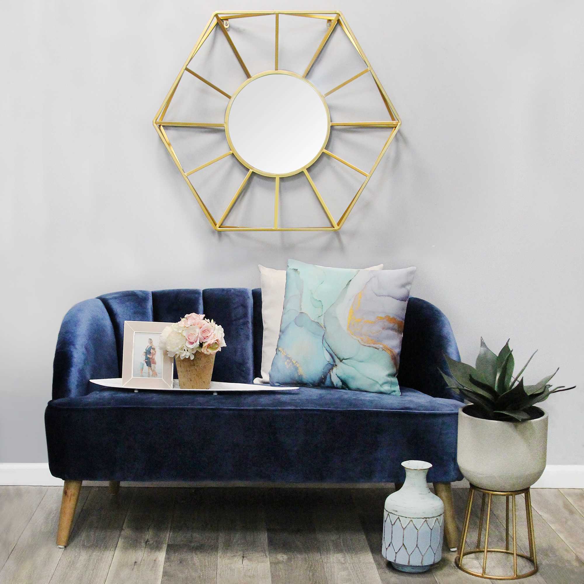 32.50" Metal Shimmery Gold Mirror