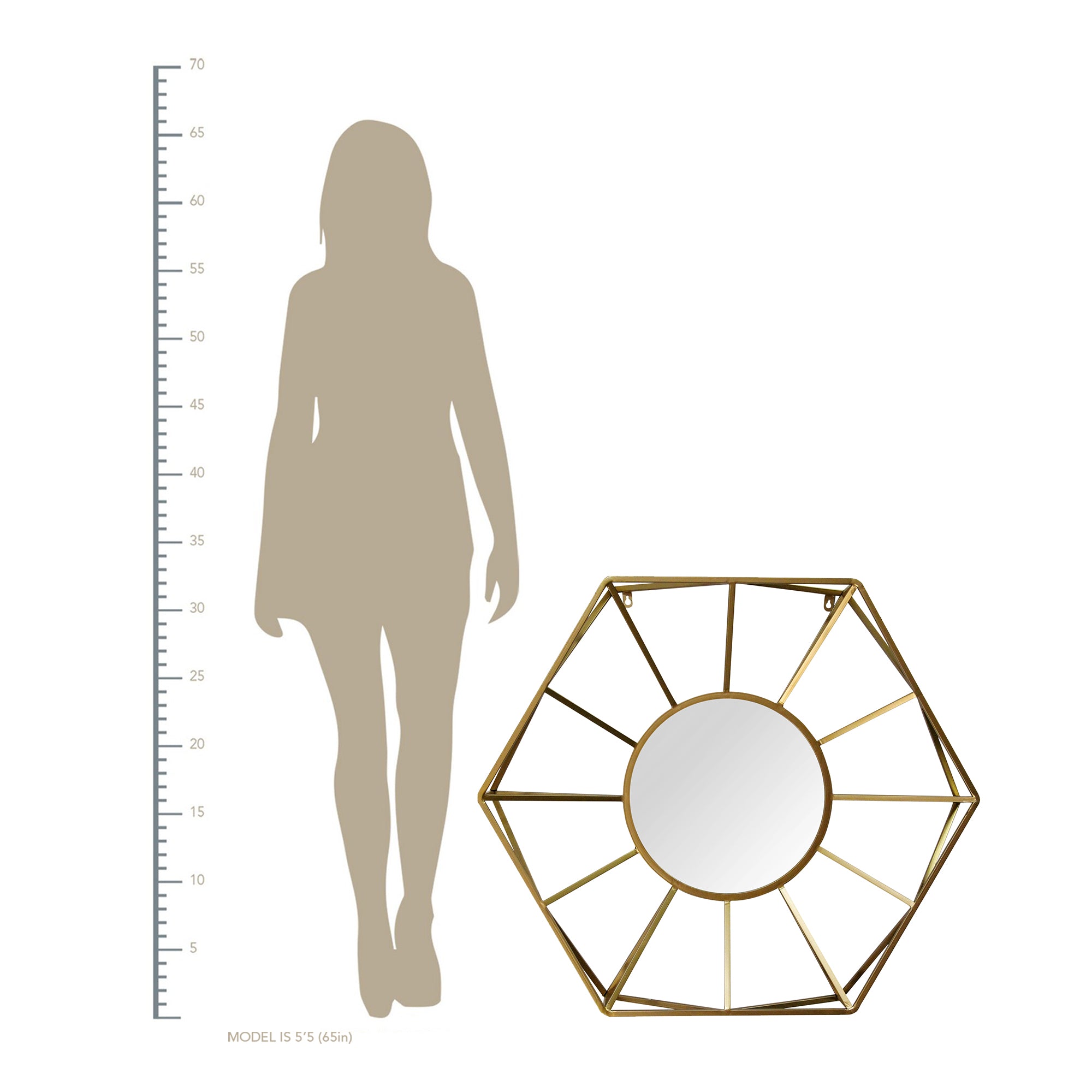 32.50" Metal Shimmery Gold Mirror