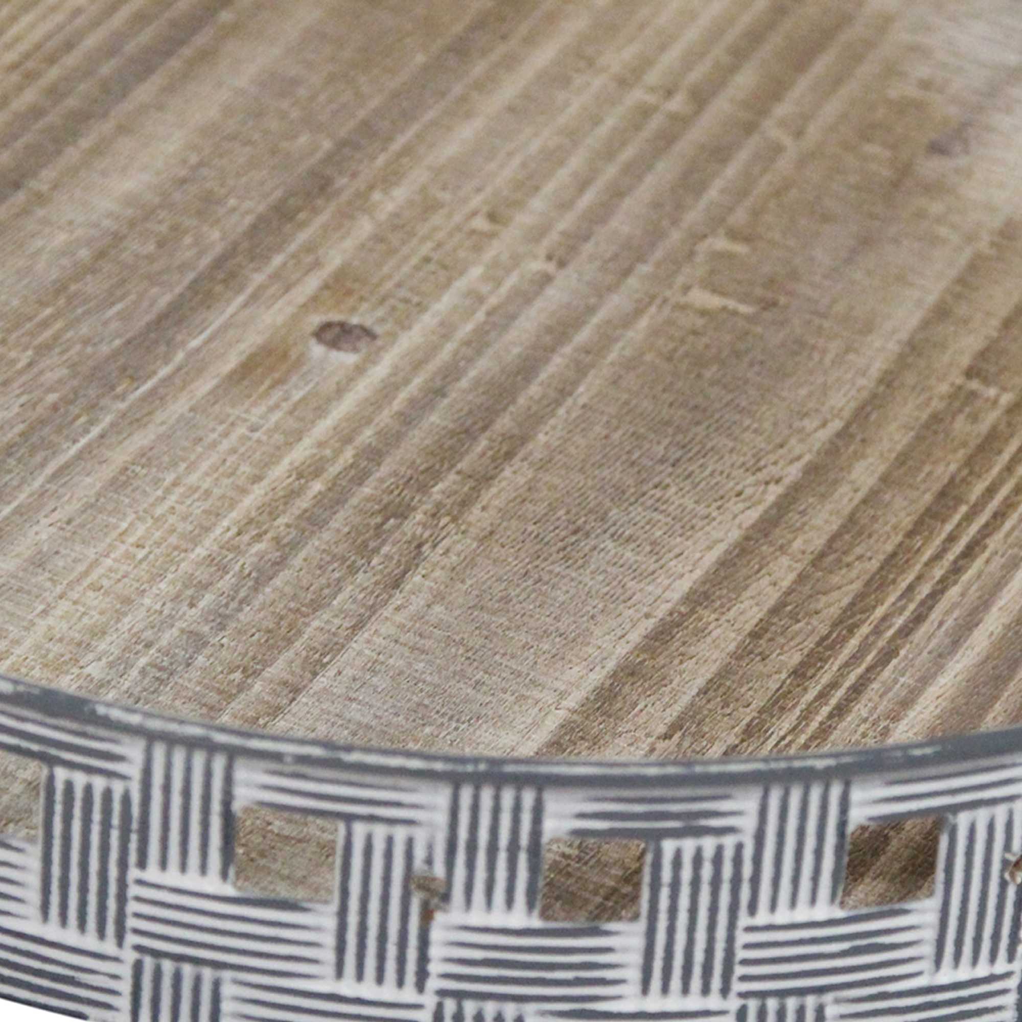 Grey Woven Metal and Wood Tray