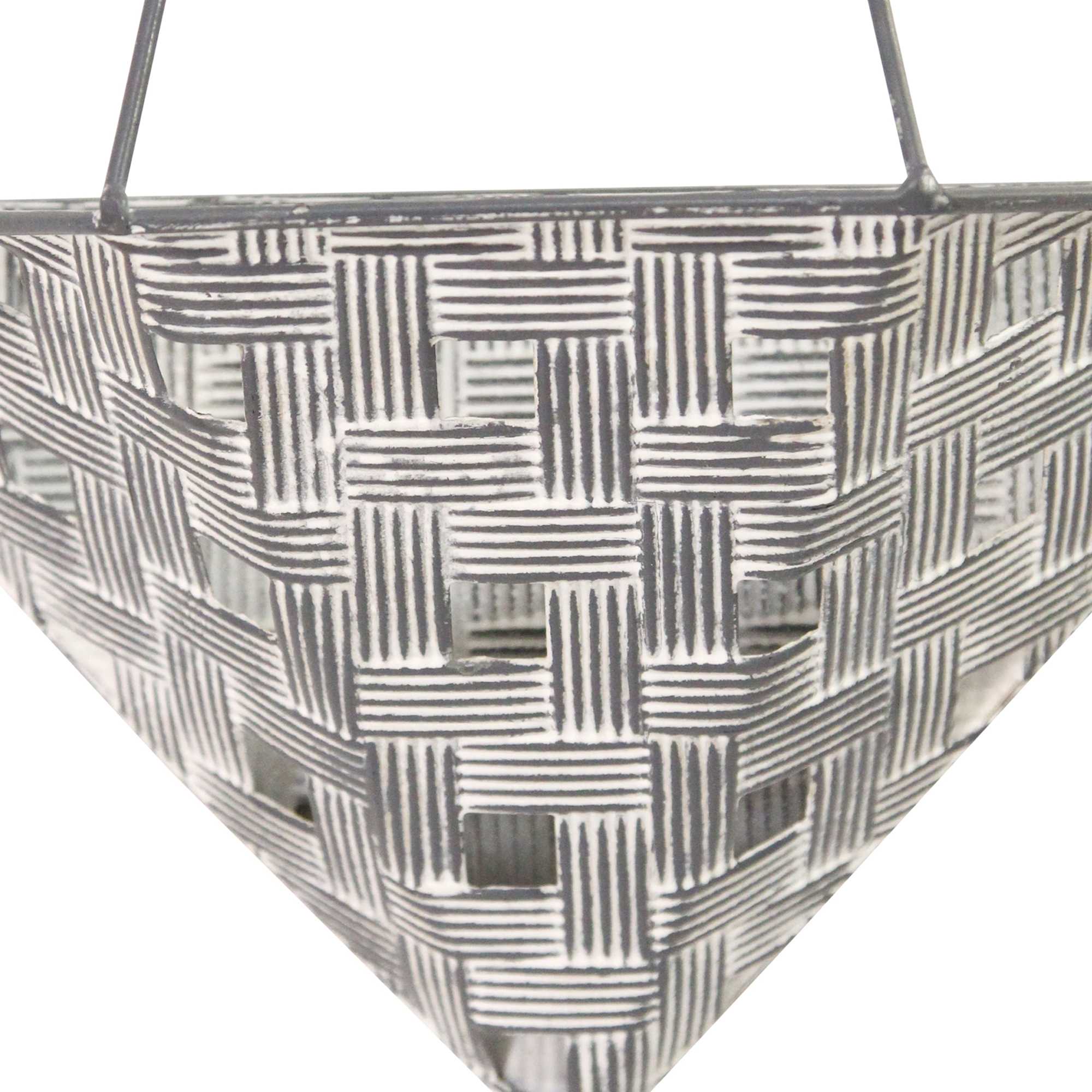 S/2 Distressed White & Metal Wall Planters