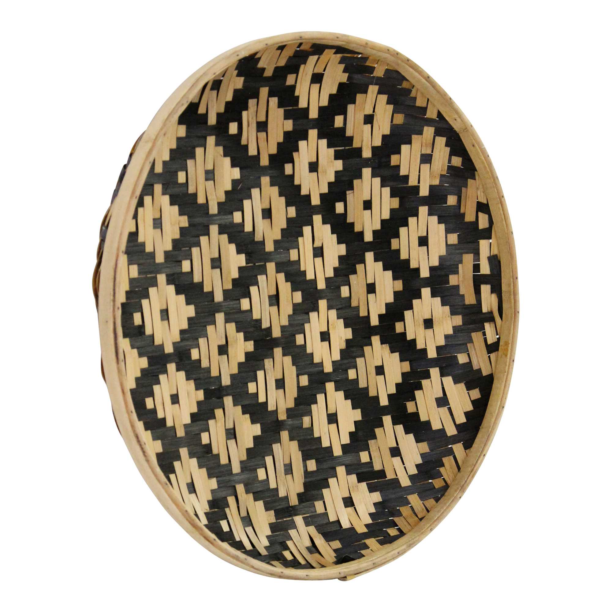 S/2 Two-Tone Woven Bamboo Plates