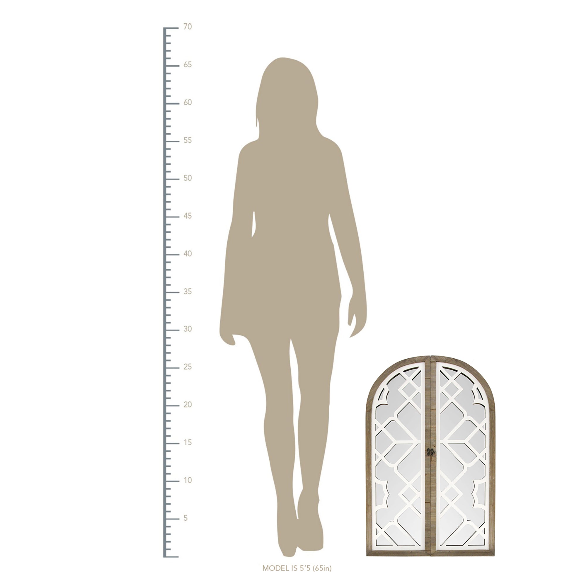 Gate Wood and White Door Mirror with Latch