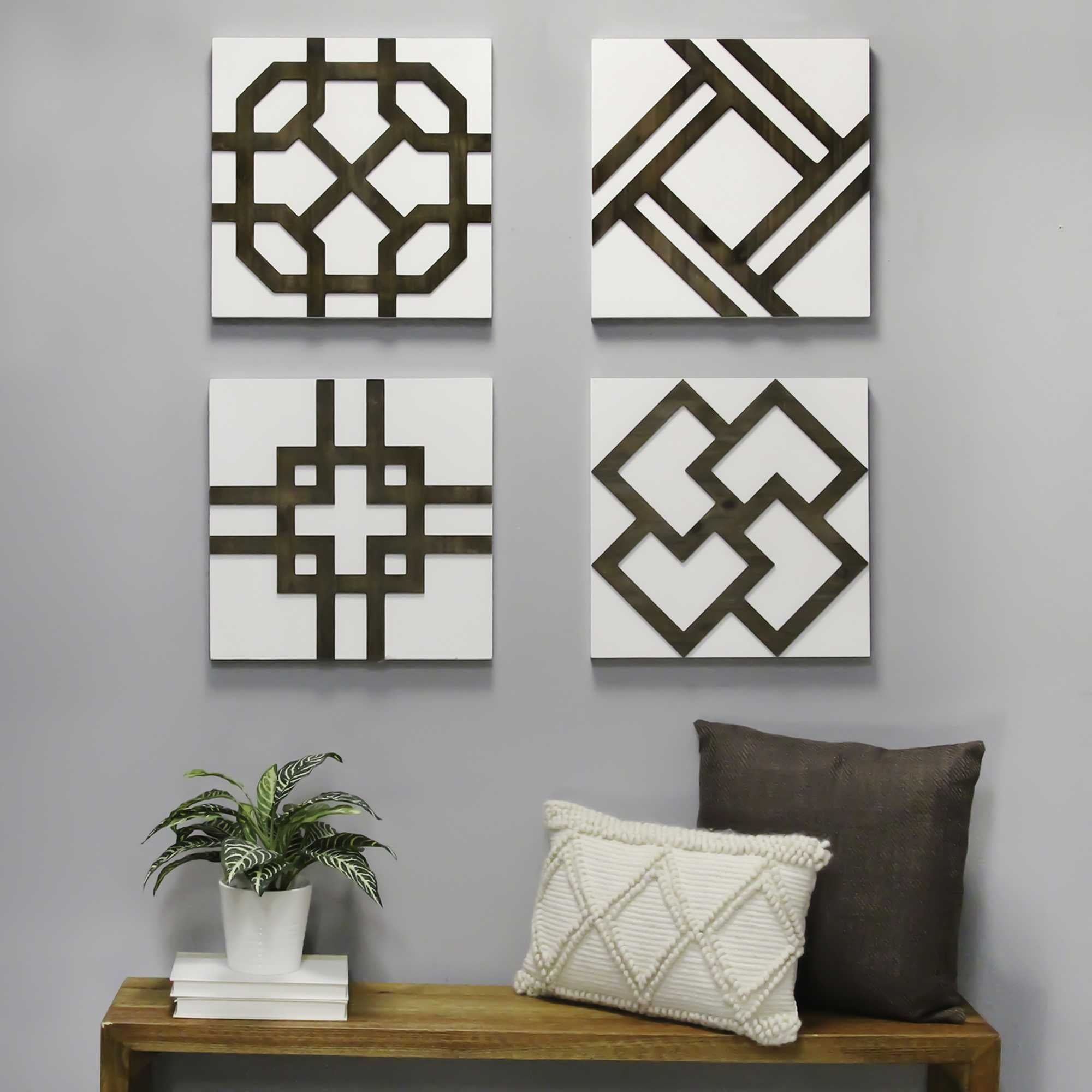 S/4 Handcrafted Wood & Metal Accent Wall Decor