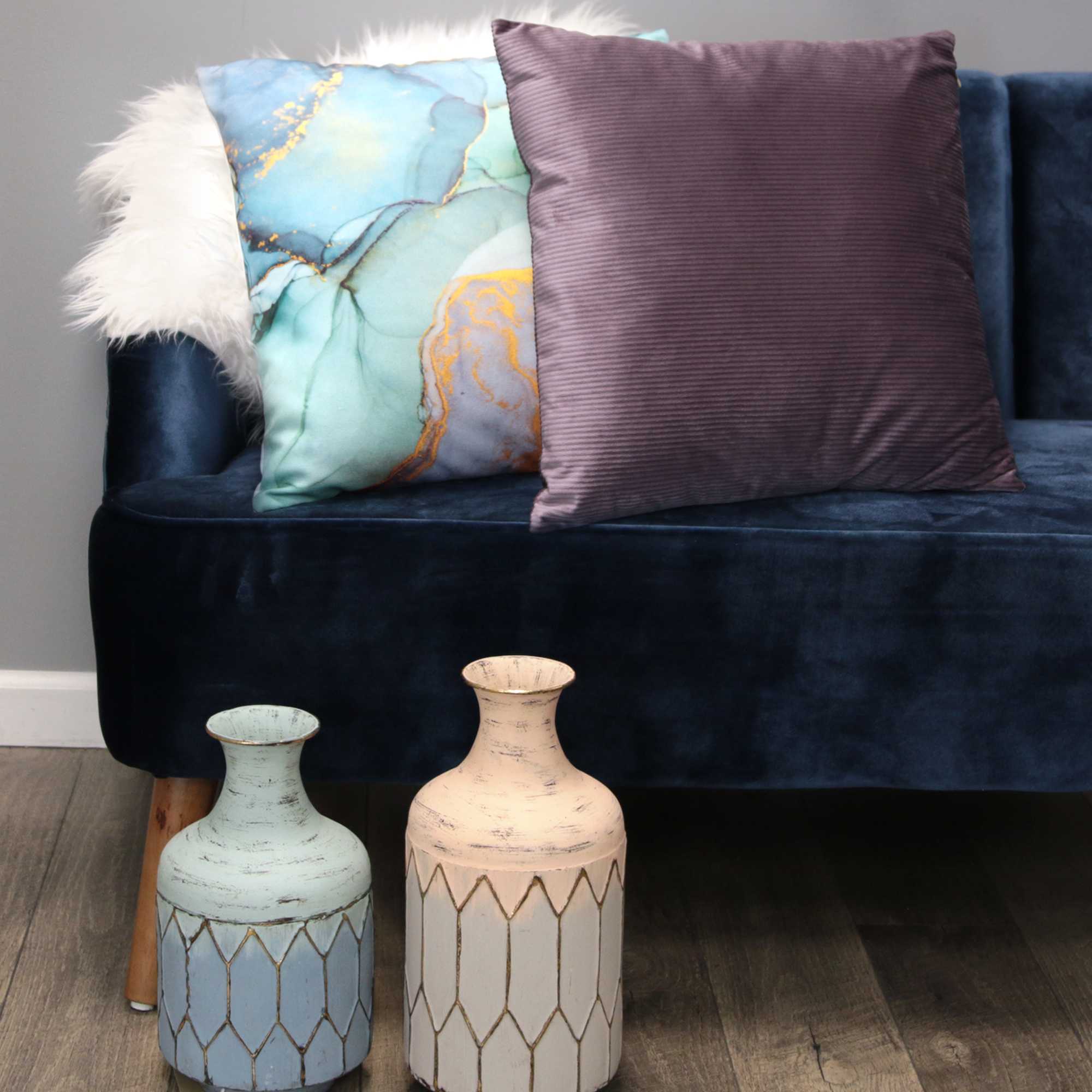 Rose Mauve Textured Velvet Square Pillow