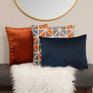 Burnt Orange Textured Velvet Square  Pillow