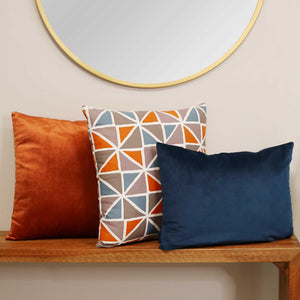 Burnt Orange Textured Velvet Square  Pillow