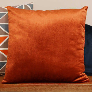 Burnt Orange Textured Velvet Square  Pillow