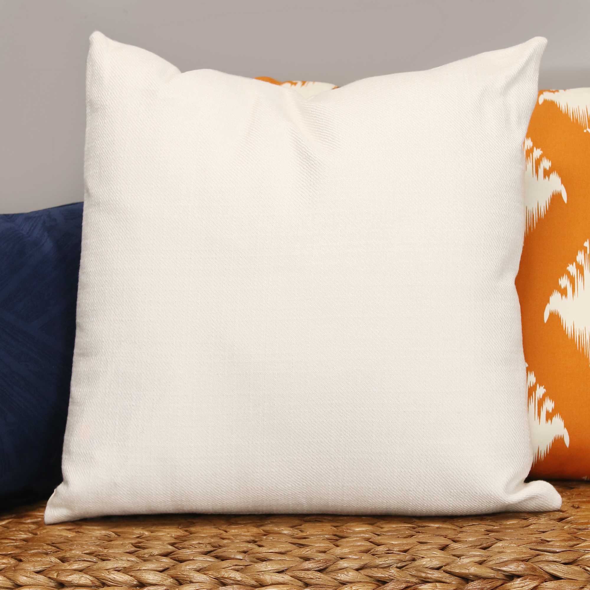 White Tweed Textured Velvet Square Pillow