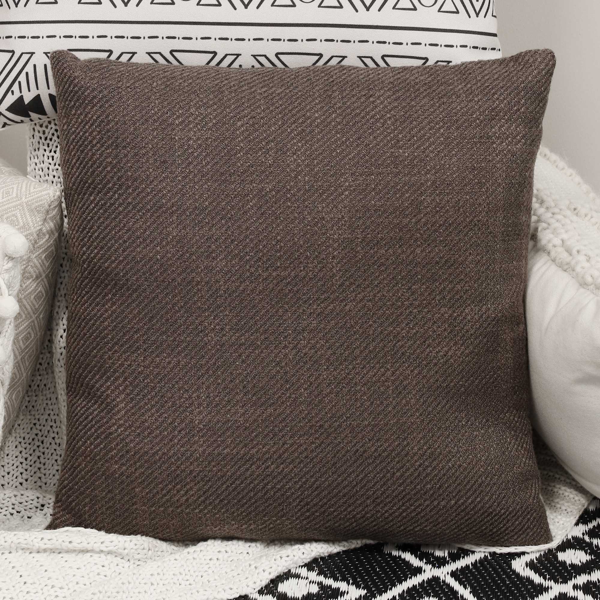 Mocha Brown Tweed Textured Velvet Square Pillow