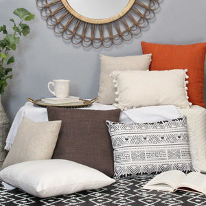 Burnt Orange Tweed Textured Velvet Square Pillow