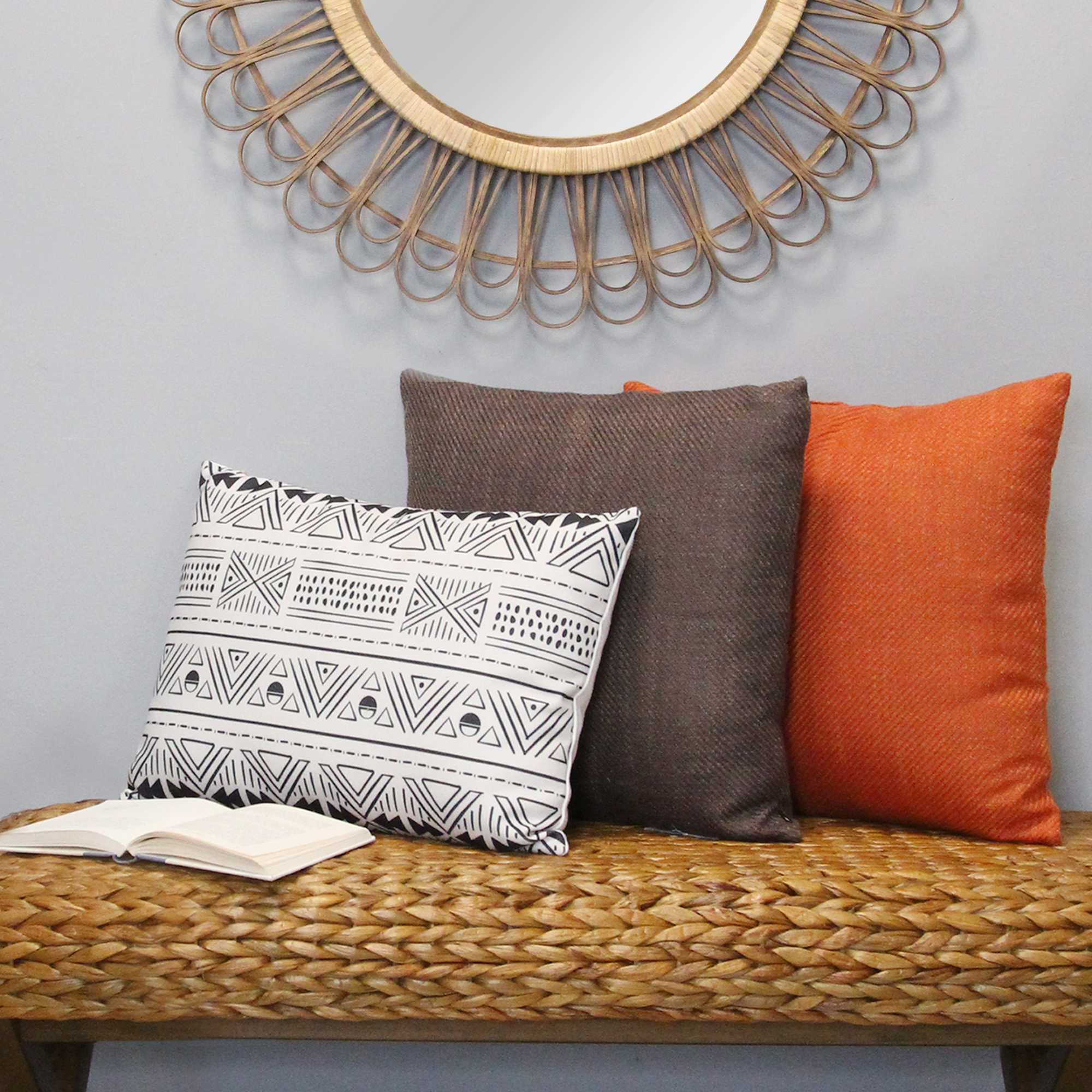 Burnt Orange Tweed Textured Velvet Square Pillow